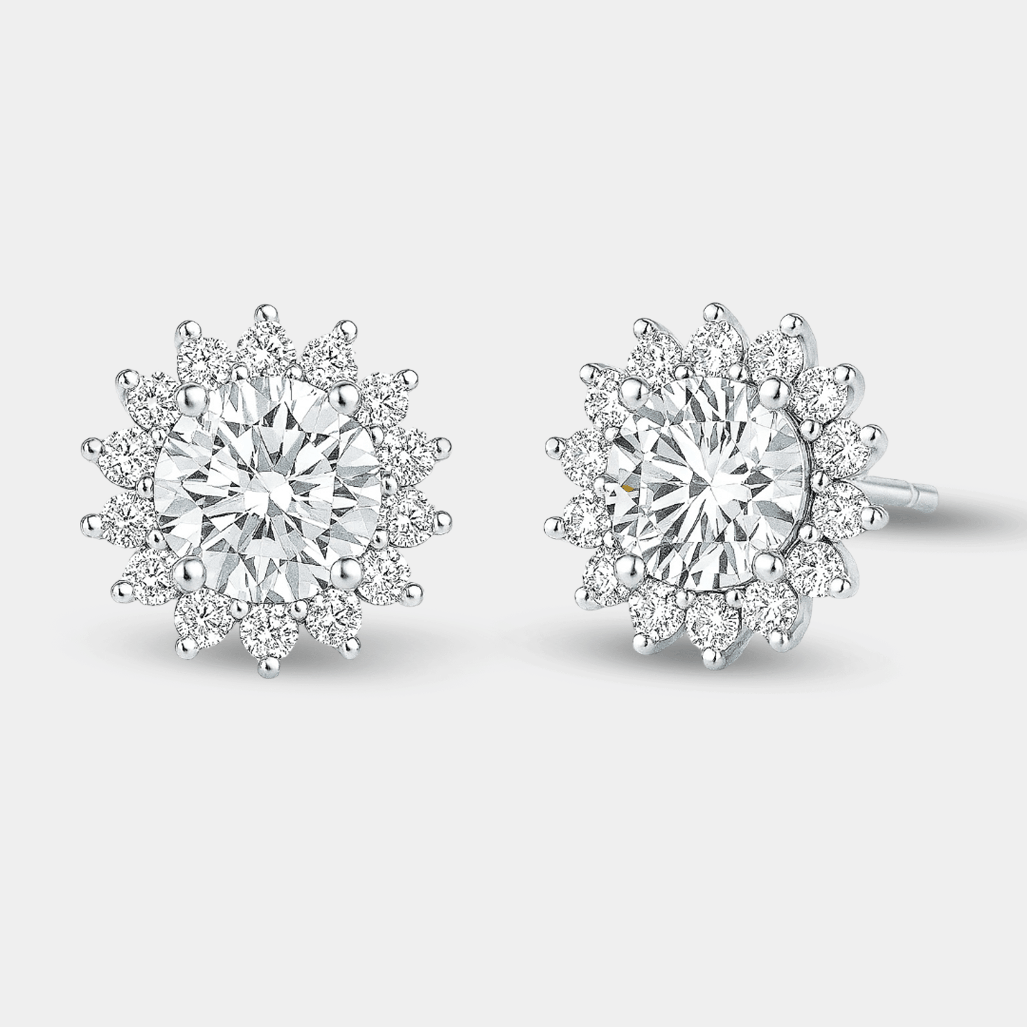 Moissanite Halo Stud Earrings - MH ELEGANCE - Moissanite Halo Stud Earrings - MH ELEGANCE -