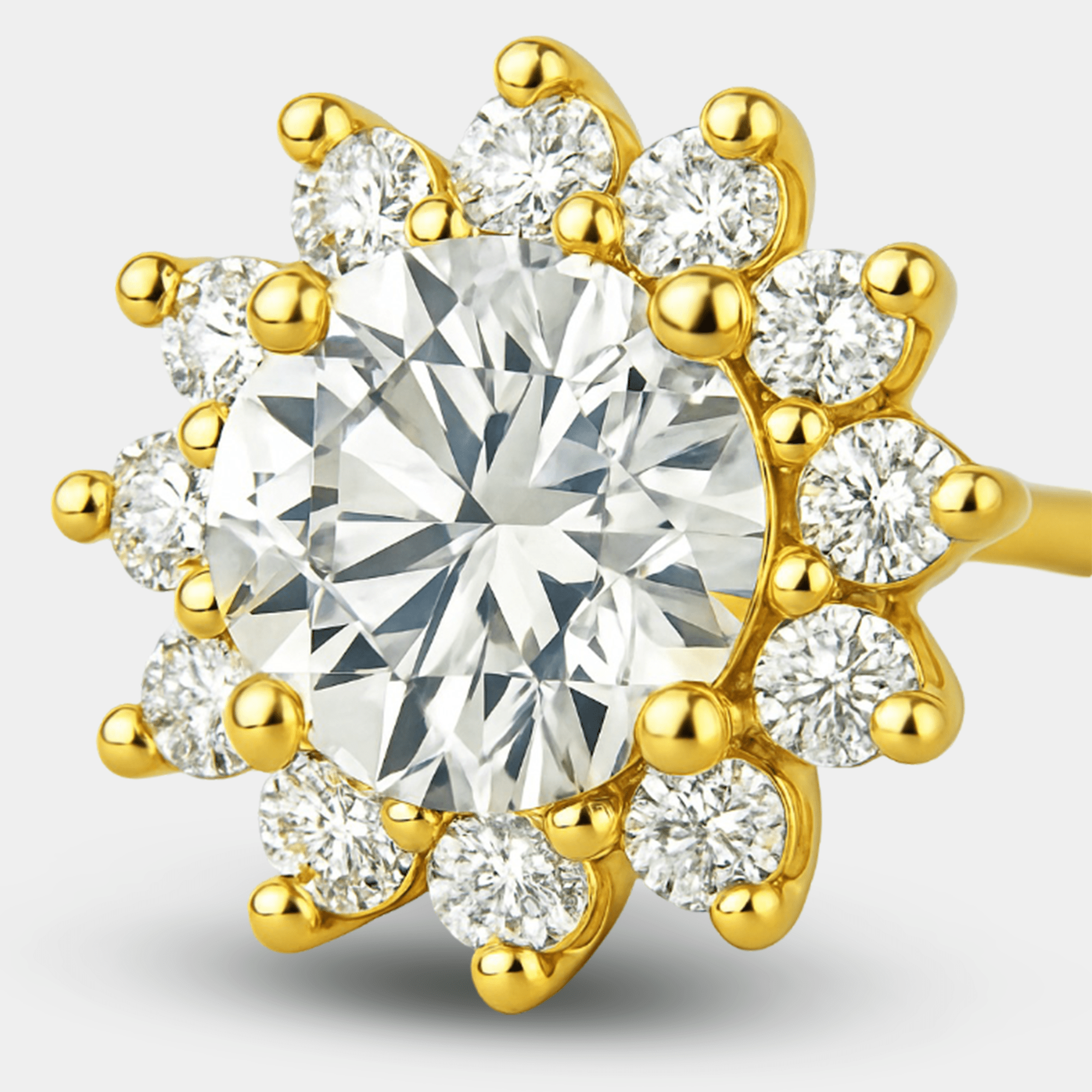 Moissanite Halo Stud Earrings - MH ELEGANCE - Moissanite Halo Stud Earrings - MH ELEGANCE -