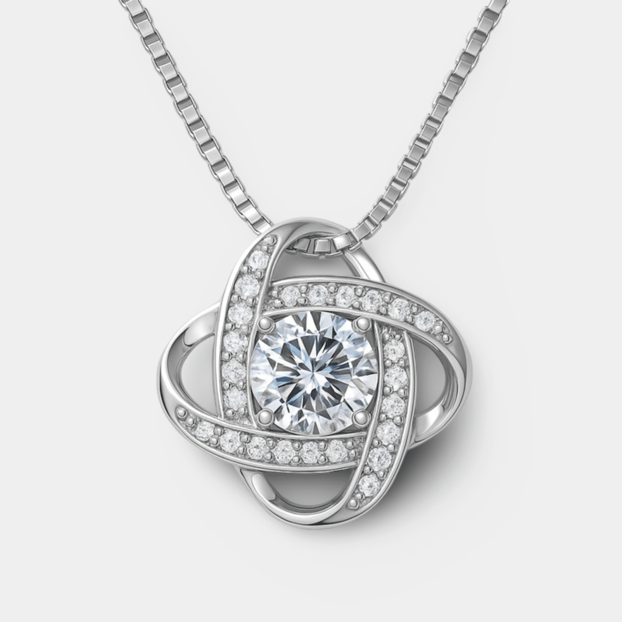 Moissanite Love Knot Necklace | Women's Pendant | Sterling Silver | Symbol of Eternal Love - MH ELEGANCE - Moissanite Love Knot Necklace - MH ELEGANCE - Necklace