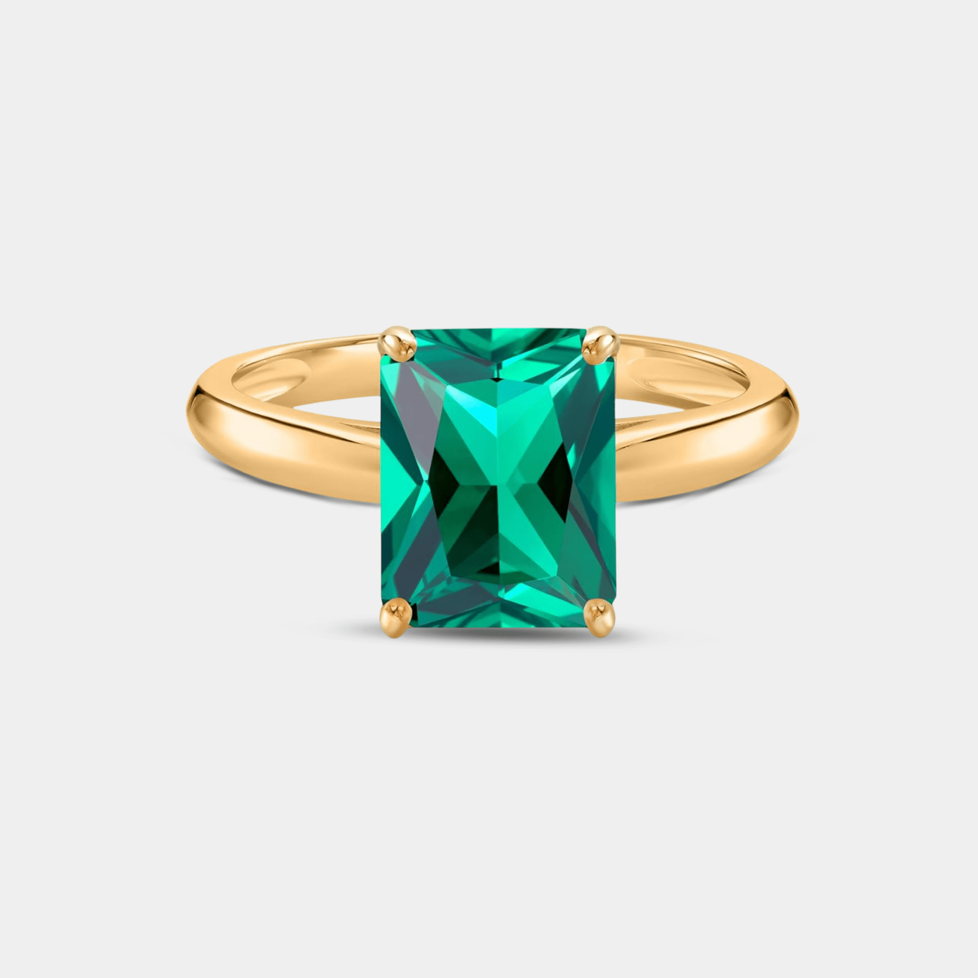 Nano Emerald Solitaire Gold Ring - MH ELEGANCE - Nano Emerald Solitaire Gold Ring - MH ELEGANCE -