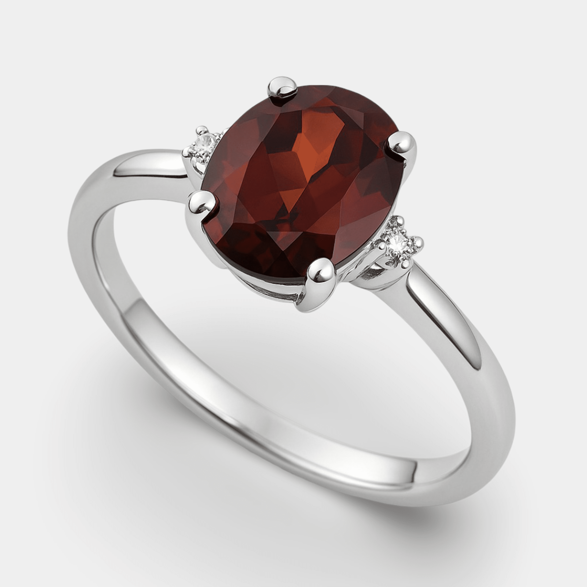 Nira Garnet & Diamond Accent Ring - MH ELEGANCE - Nira Garnet & Diamond Accent Ring - MH ELEGANCE -