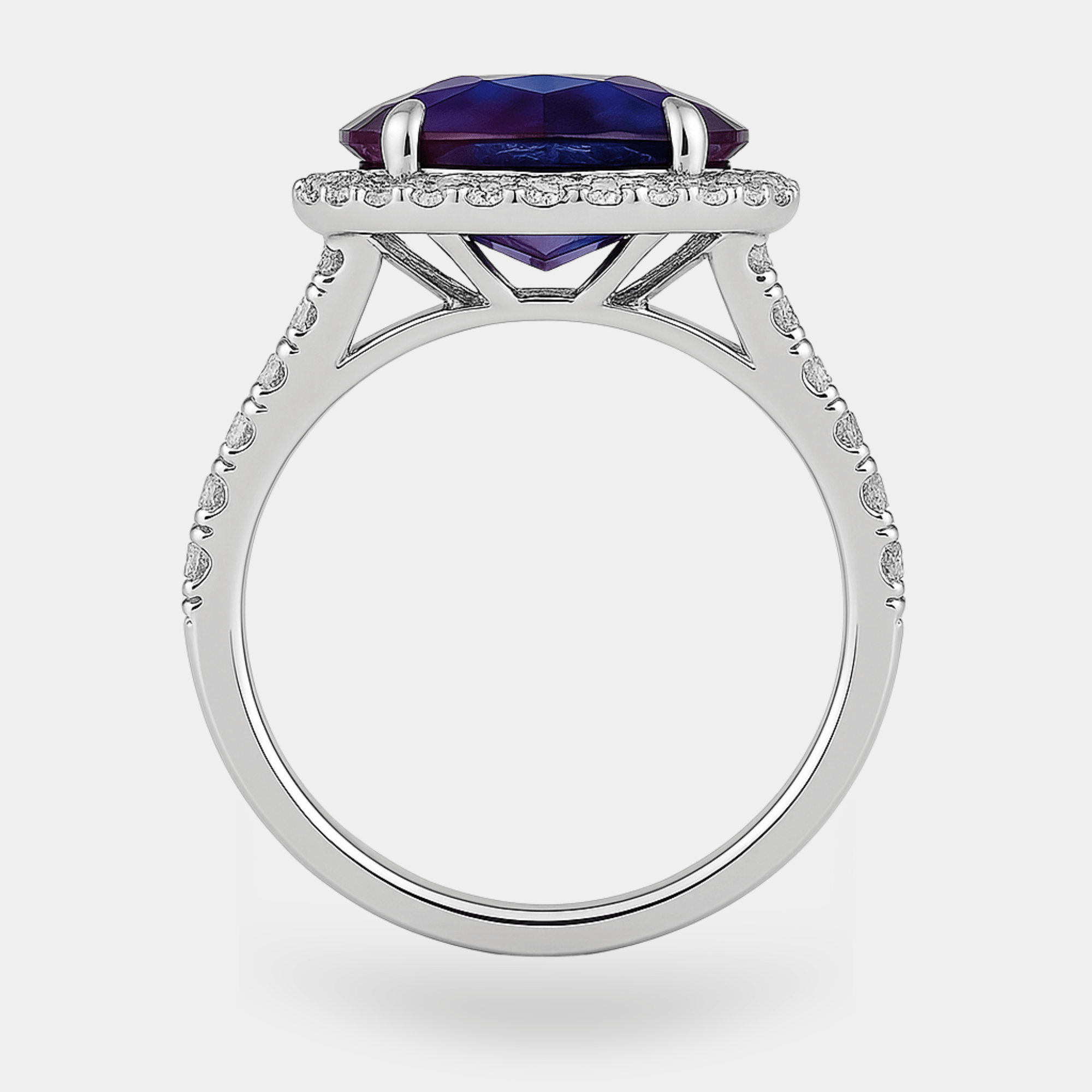 Oval Alexandrite Halo Engagement Ring | Color-Change Gemstone | 14K Gold – MH ELEGANCE - MH ELEGANCE - Oval Alexandrite Halo Engagement Ring - MH ELEGANCE -
