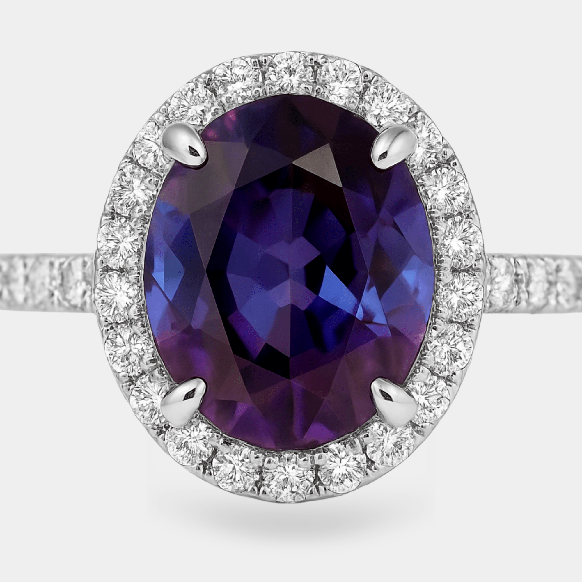 Oval Alexandrite Halo Engagement Ring | Color-Change Gemstone | 14K Gold – MH ELEGANCE - MH ELEGANCE - Oval Alexandrite Halo Engagement Ring - MH ELEGANCE -