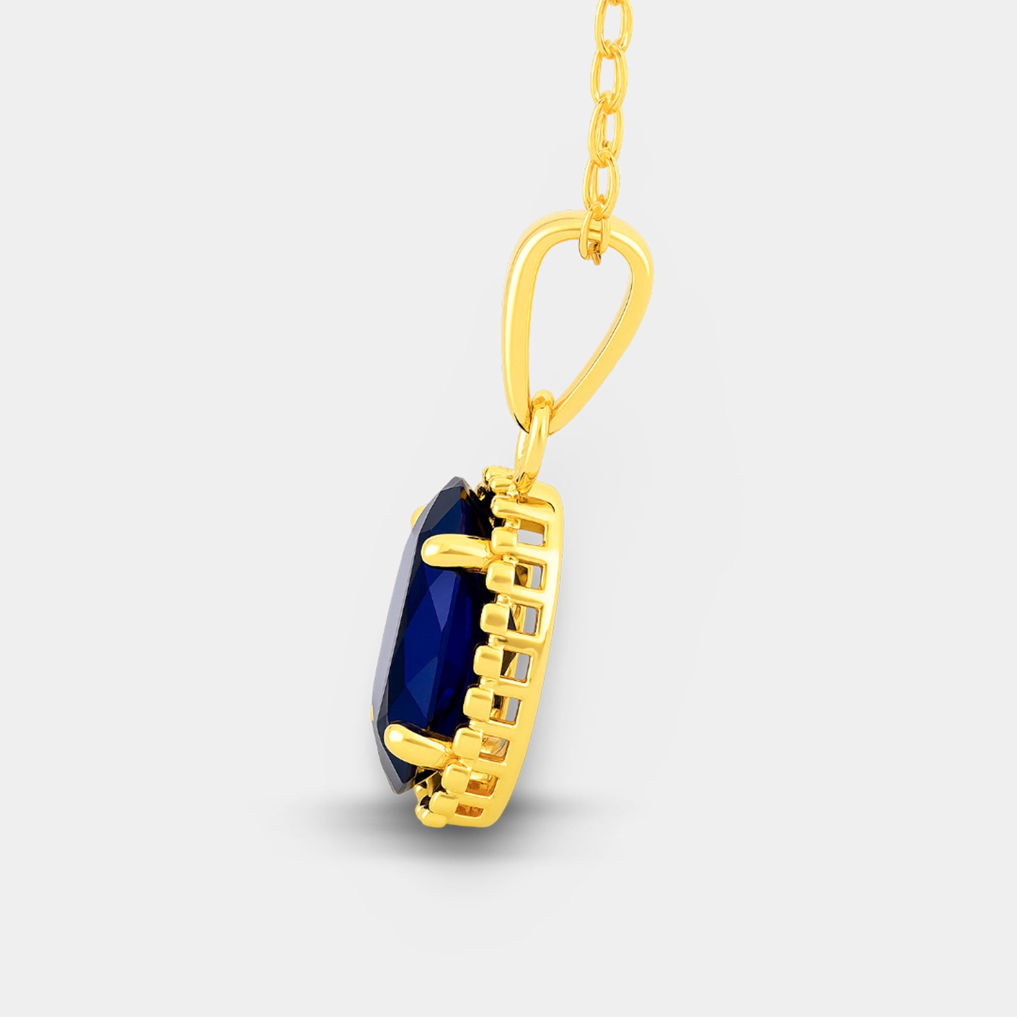 Oval Blue Sapphire Solitaire Pendant - MH ELEGANCE - Oval Blue Sapphire Solitaire Pendant - MH ELEGANCE -
