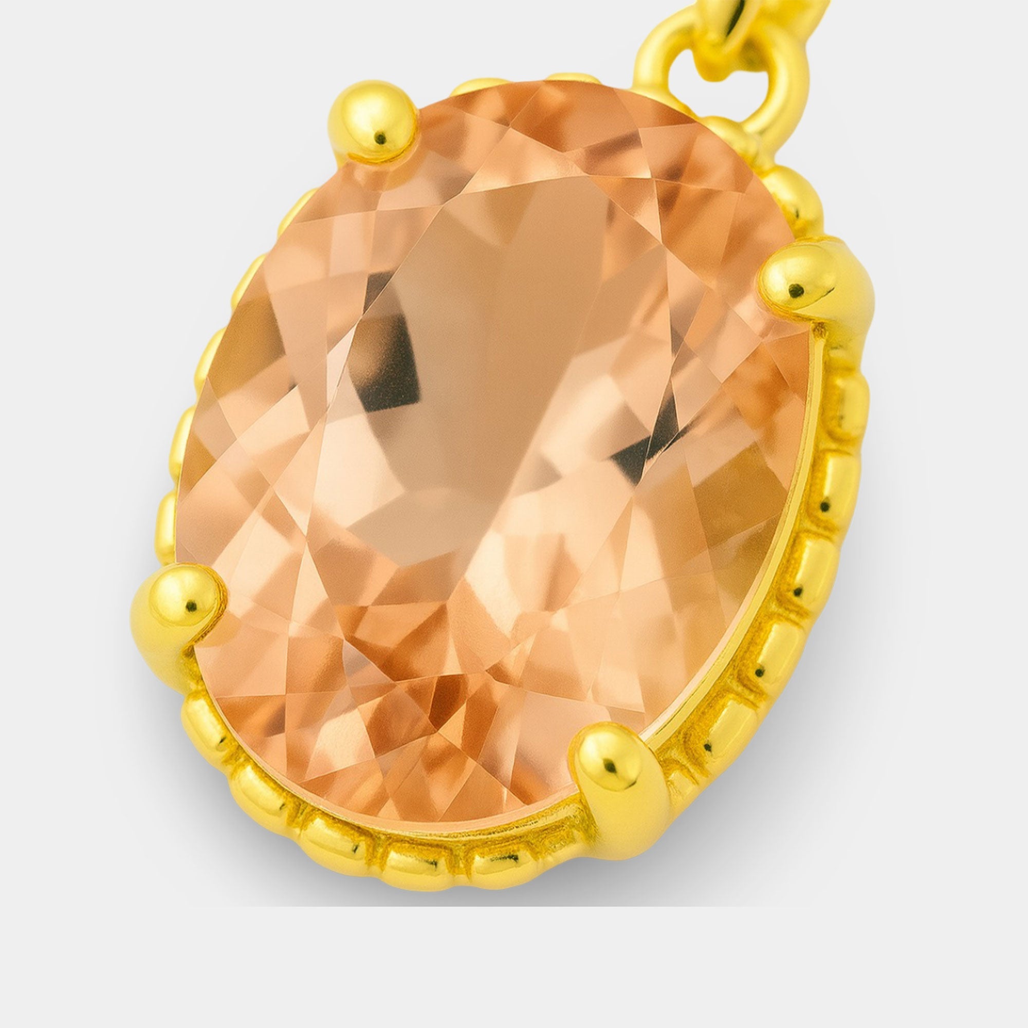 Oval Morganite Birthstone Pendant - MH ELEGANCE - Oval Morganite Birthstone Pendant - MH ELEGANCE -