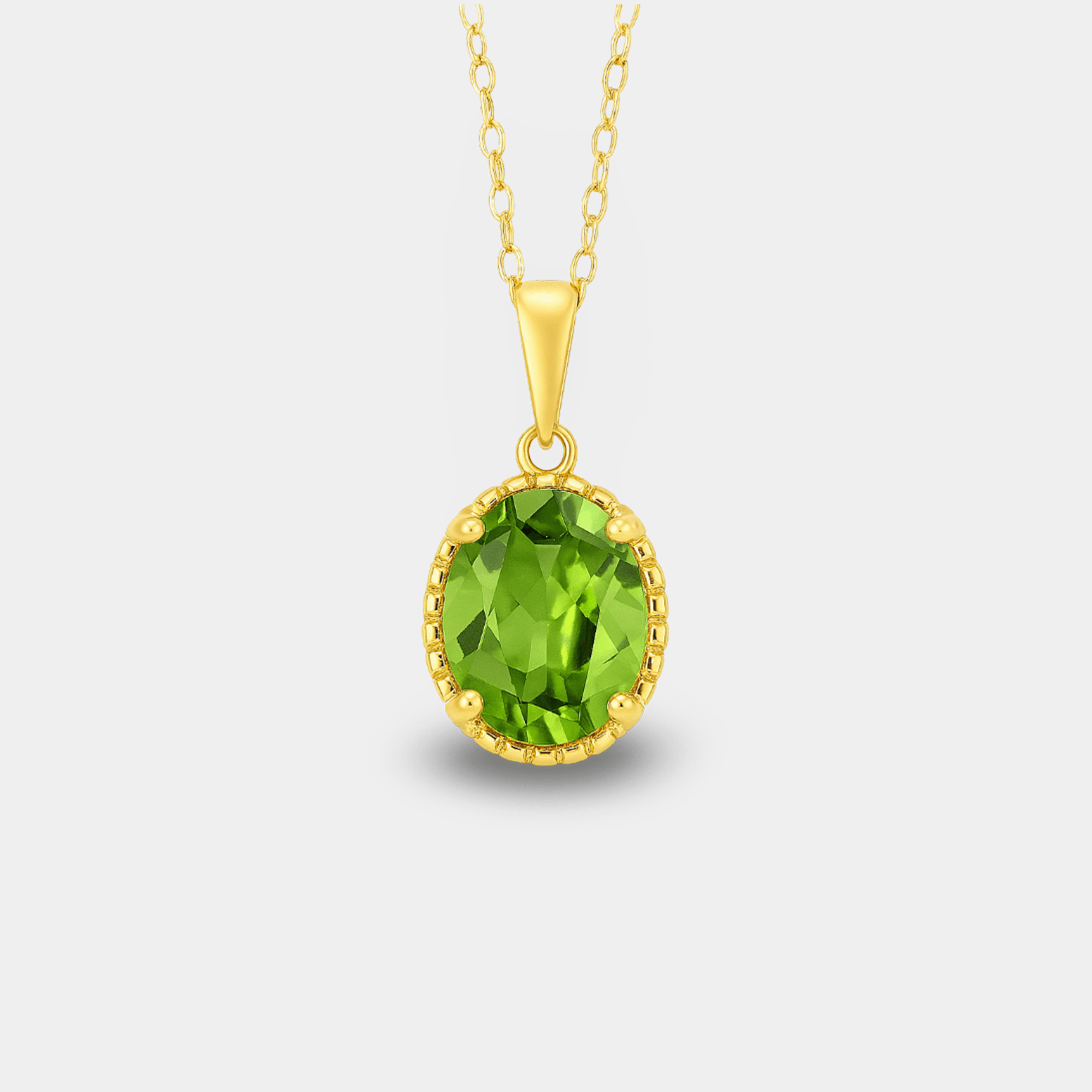 Oval Peridot Solitaire Pendant Necklace - MH ELEGANCE - Oval Peridot Solitaire Pendant Necklace - MH ELEGANCE -