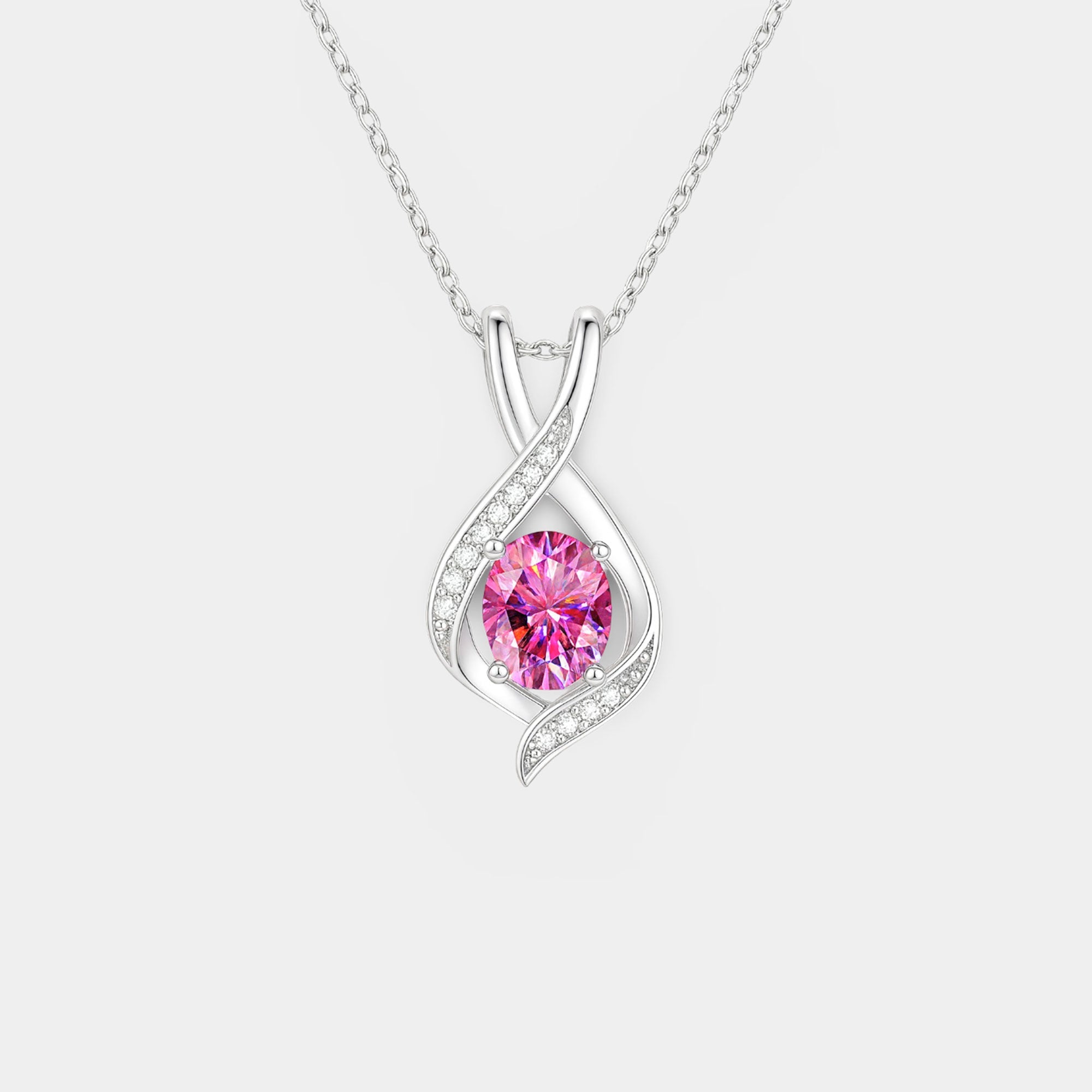 Oval Sparkle Pink Tourmaline Pendant - MH ELEGANCE - Oval Sparkle Pink Tourmaline Pendant - MH ELEGANCE -