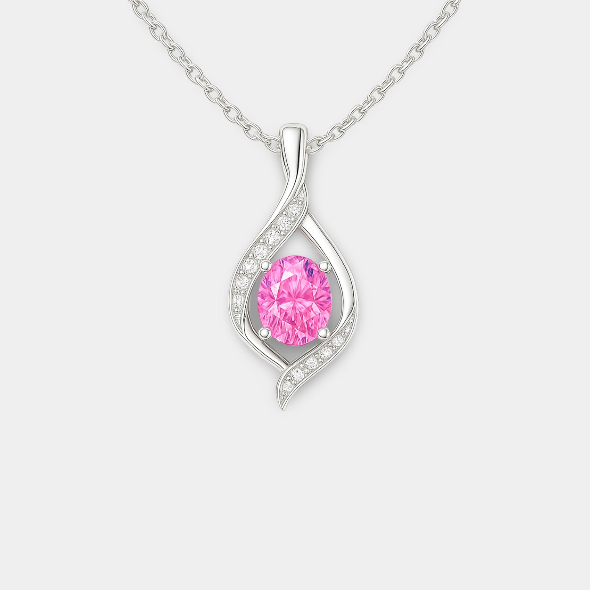 Oval Sparkle Pink Tourmaline Pendant - MH ELEGANCE - Oval Sparkle Pink Tourmaline Pendant - MH ELEGANCE -