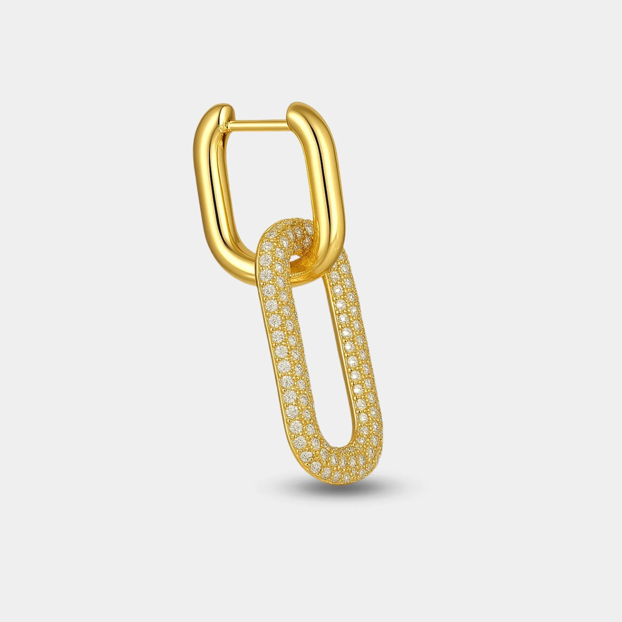Paperclip CZ Dangle Hoops - MH ELEGANCE - Paperclip CZ Dangle Hoops -