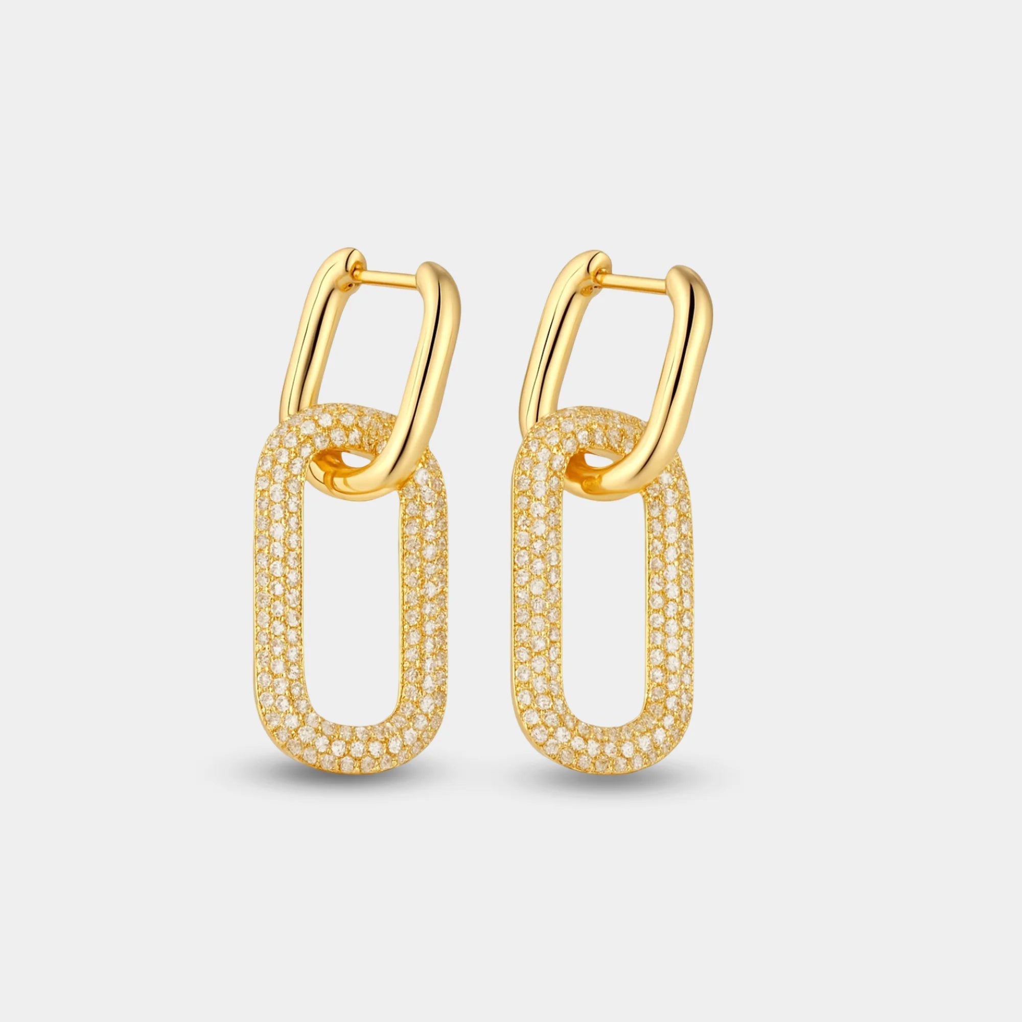 Paperclip CZ Dangle Hoops - MH ELEGANCE - Paperclip CZ Dangle Hoops -