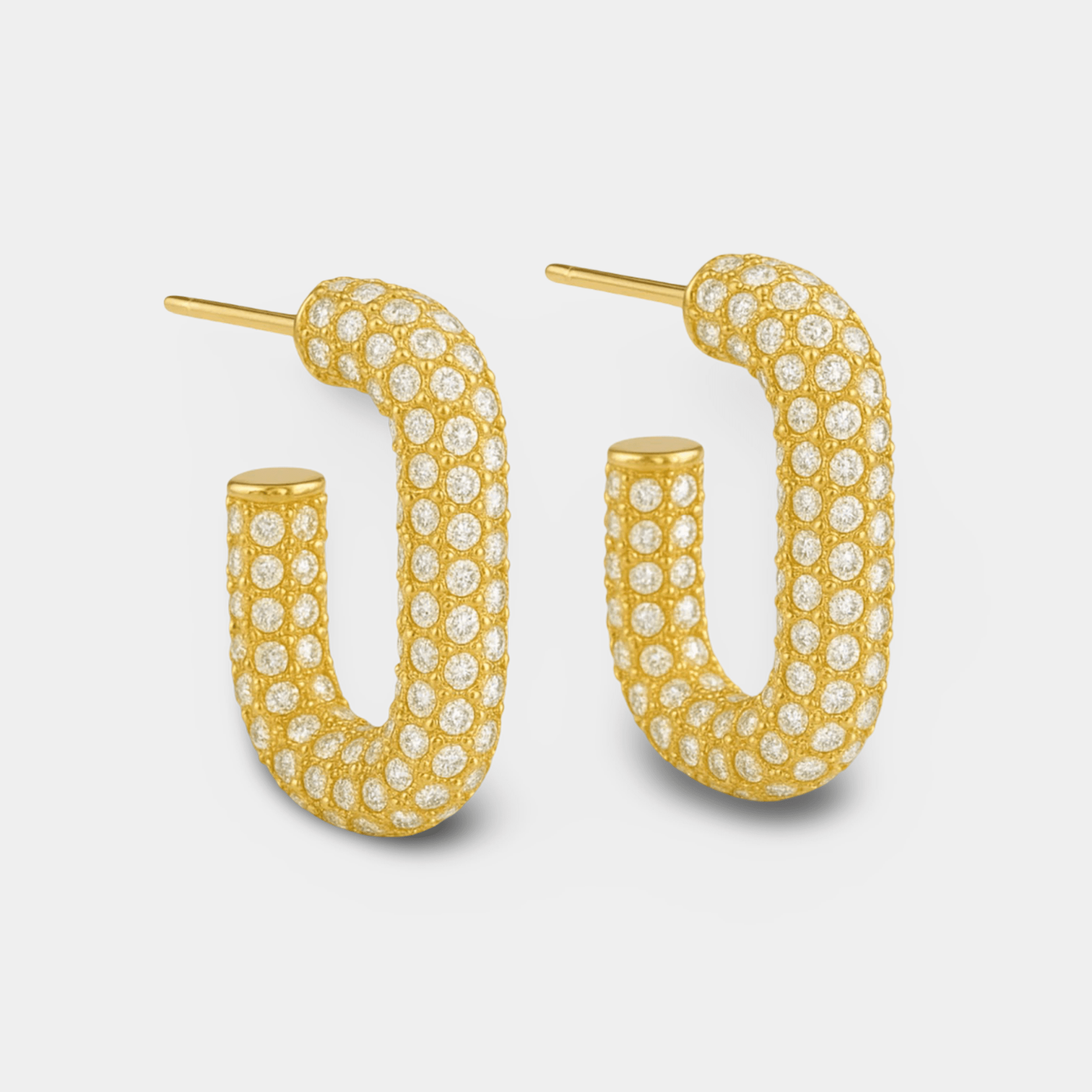 Pavé Hoop Earrings | Cubic Zirconia | 14K Gold Full Sparkle Hoops – MH ELEGANCE - MH ELEGANCE - Pavé Hoop Earrings - MH ELEGANCE -