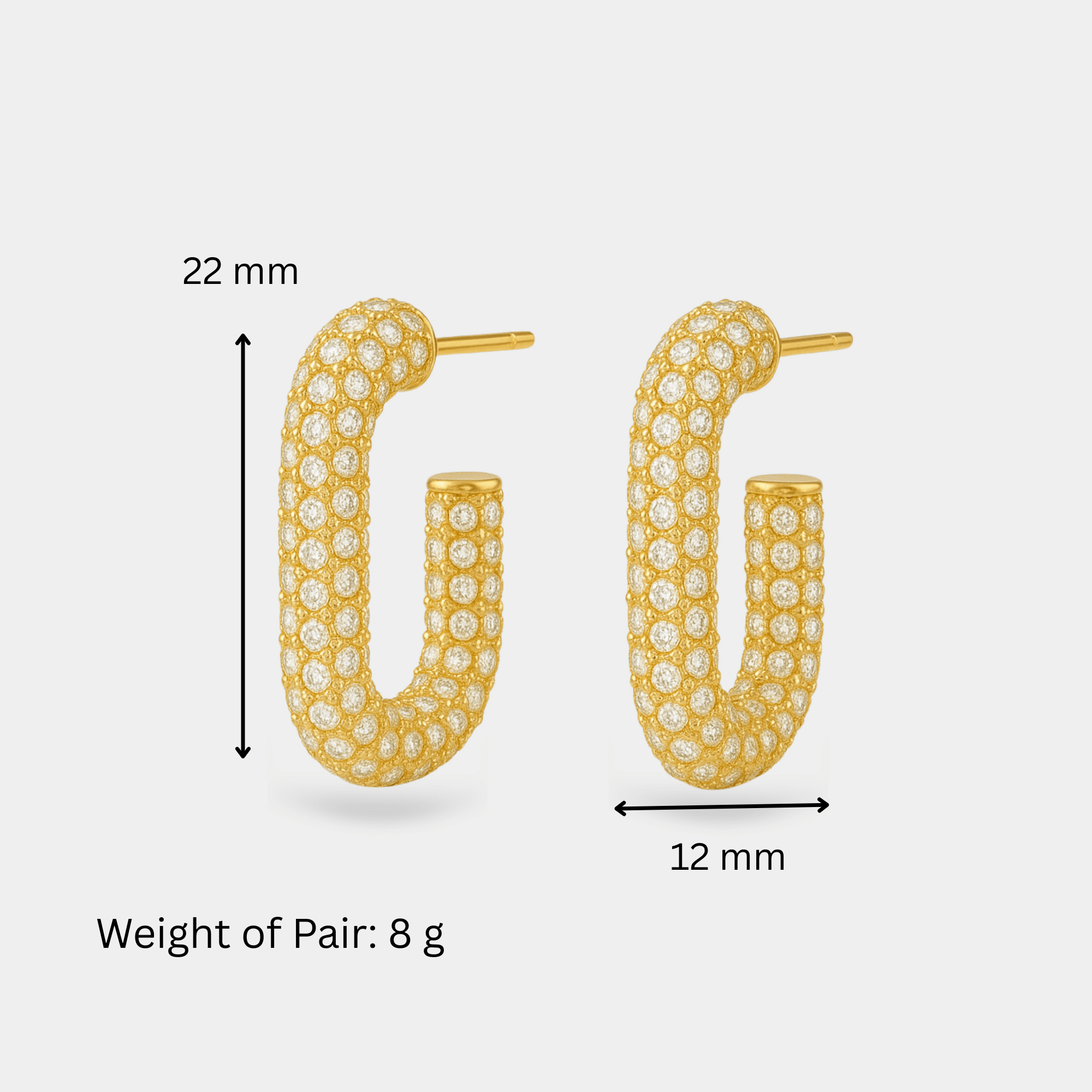 Pair of pavé cubic zirconia hoop earrings in their gift-ready MH Elegance box