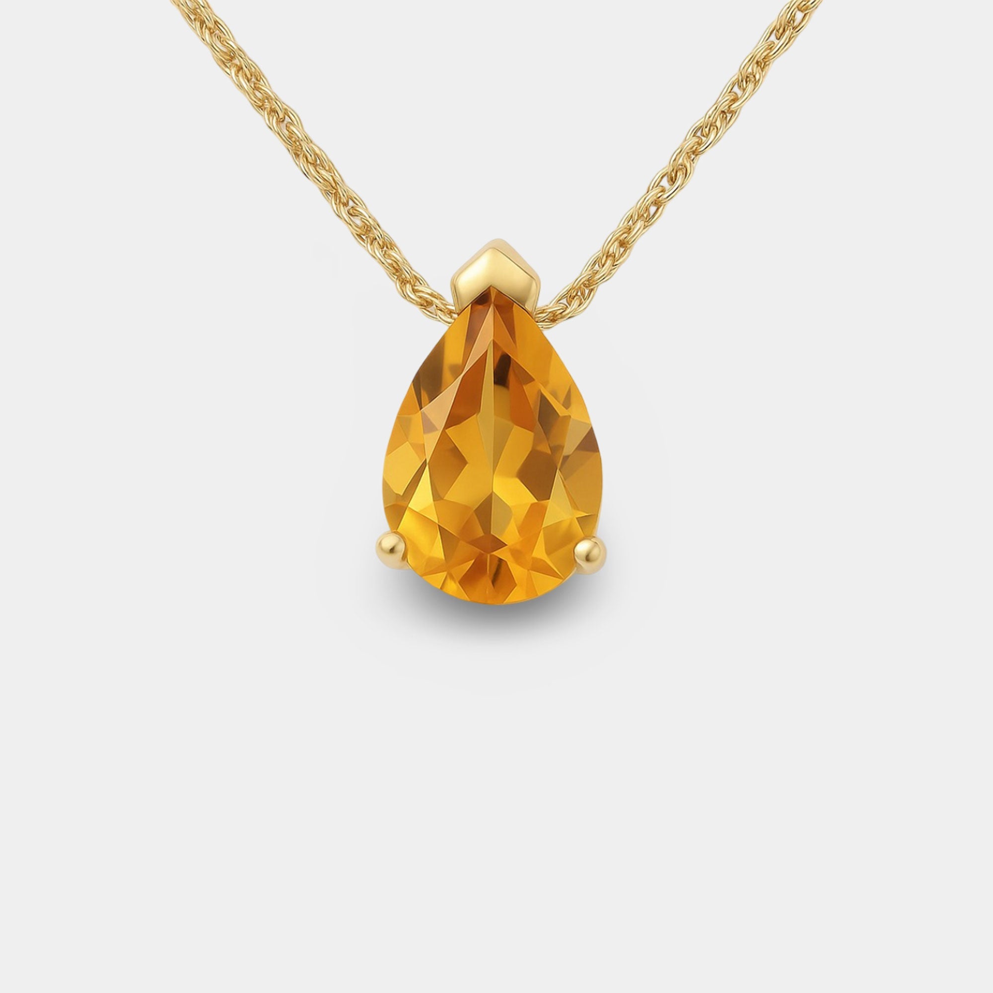 Pear-Shaped Citrine Pendant - MH ELEGANCE - Pear-Shaped Citrine Pendant - MH ELEGANCE -