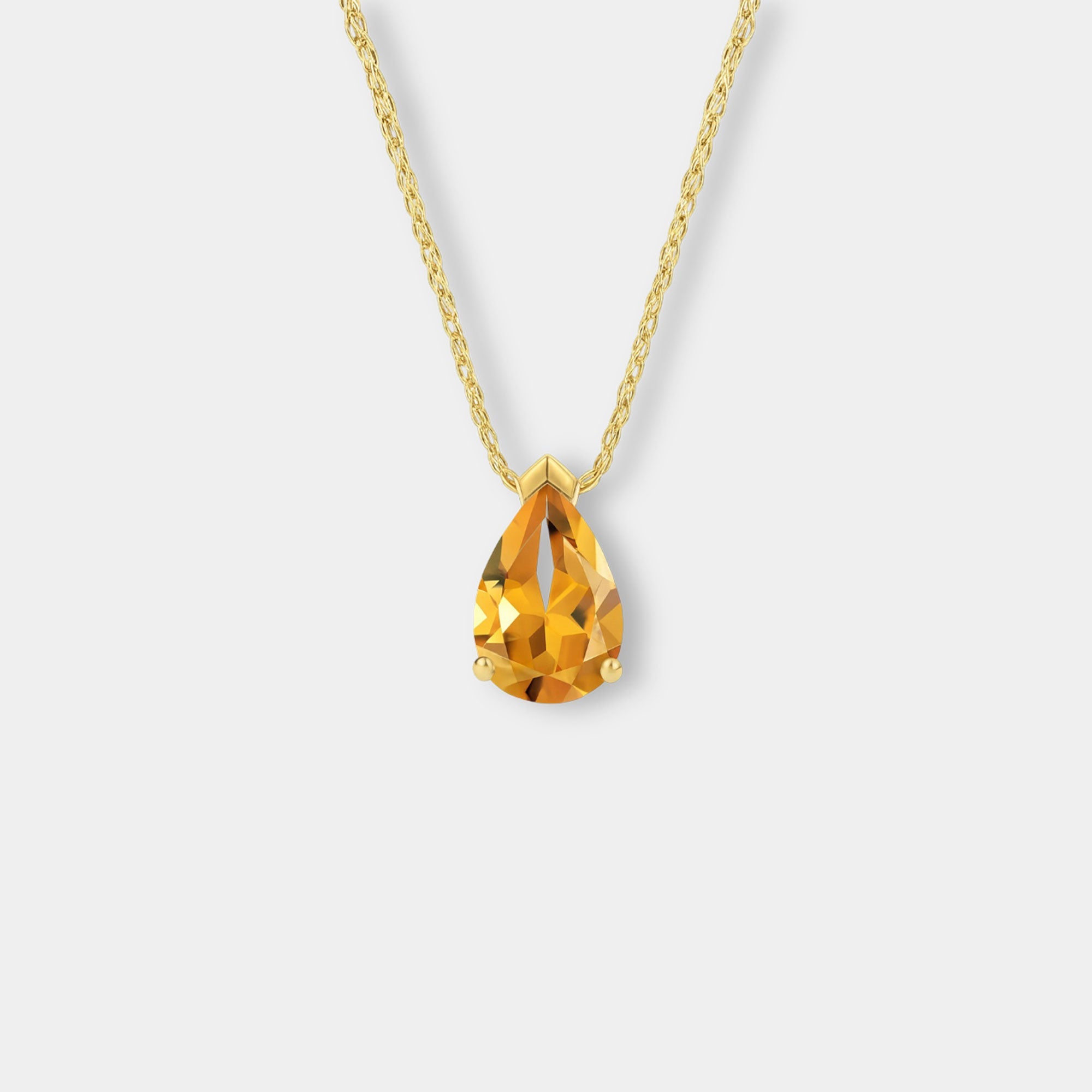 Pear-Shaped Citrine Pendant - MH ELEGANCE - Pear-Shaped Citrine Pendant - MH ELEGANCE -