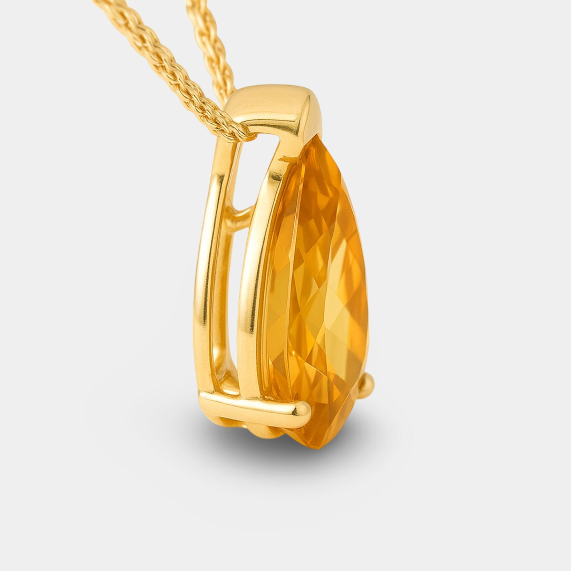 Pear-Shaped Citrine Pendant - MH ELEGANCE - Pear-Shaped Citrine Pendant - MH ELEGANCE -