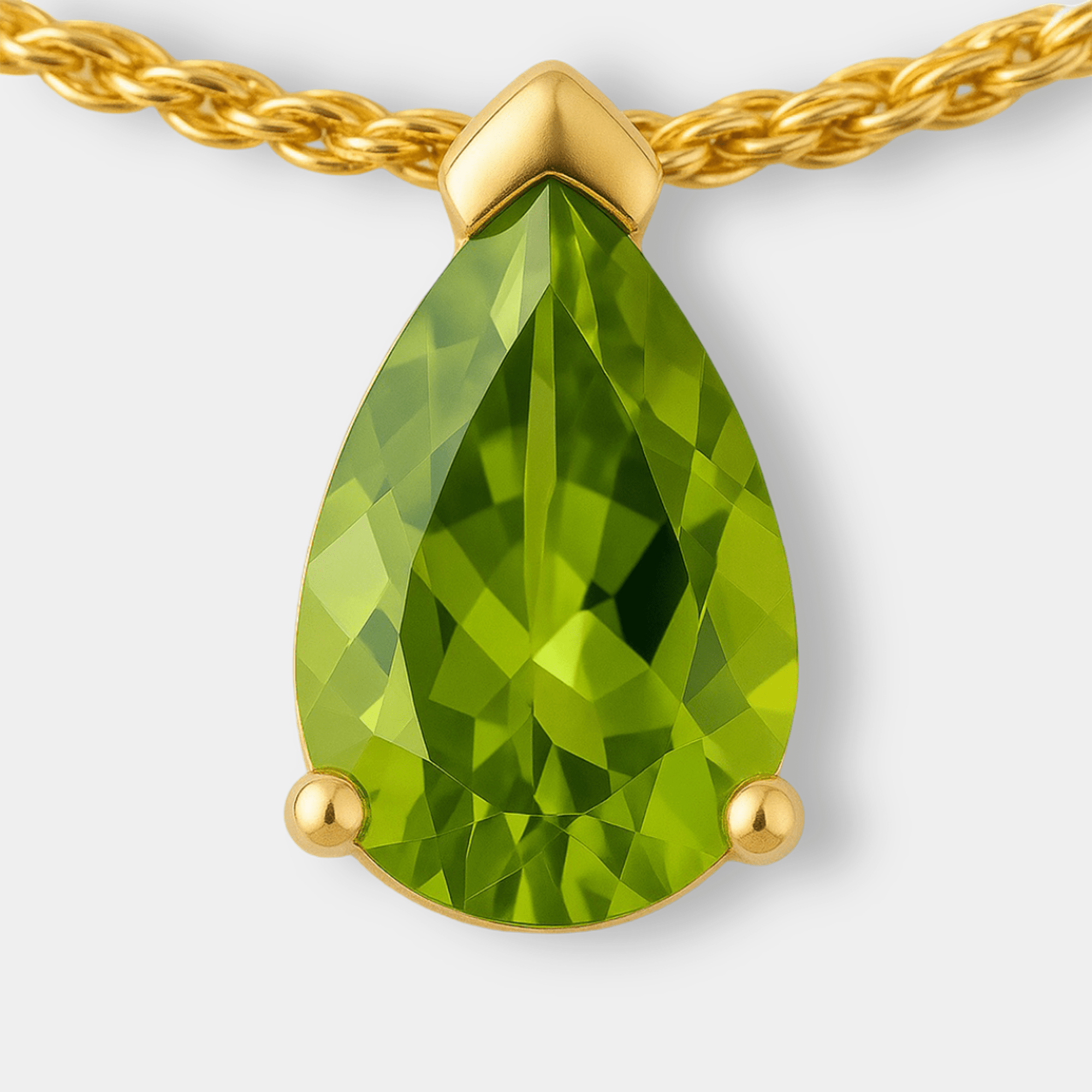 Pear-Shaped Peridot Pendant Necklace - MH ELEGANCE - Pear-Shaped Peridot Pendant Necklace - MH ELEGANCE -