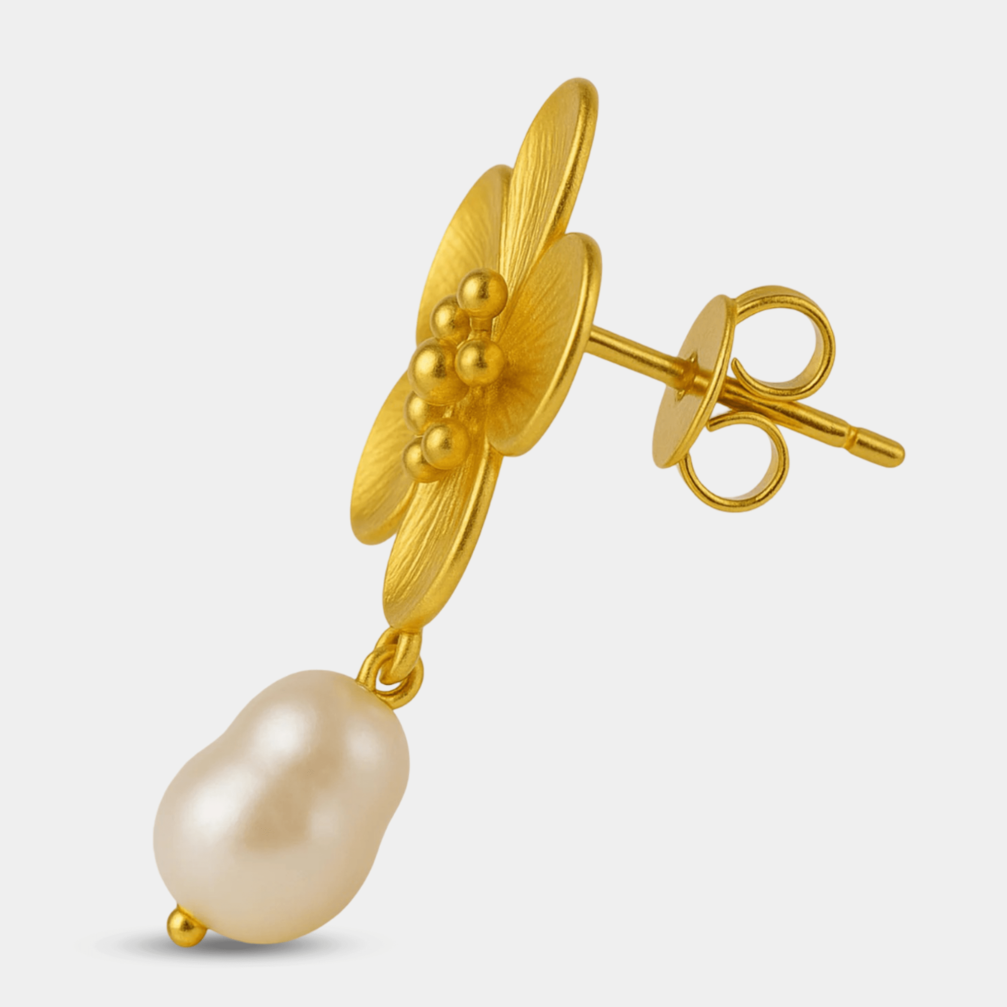 Pearl Drop Flower Earrings | Freshwater Pearl | 14K Gold Dangle – MH ELEGANCE - MH ELEGANCE - Pearl Drop Flower Earrings - MH ELEGANCE - Earrings