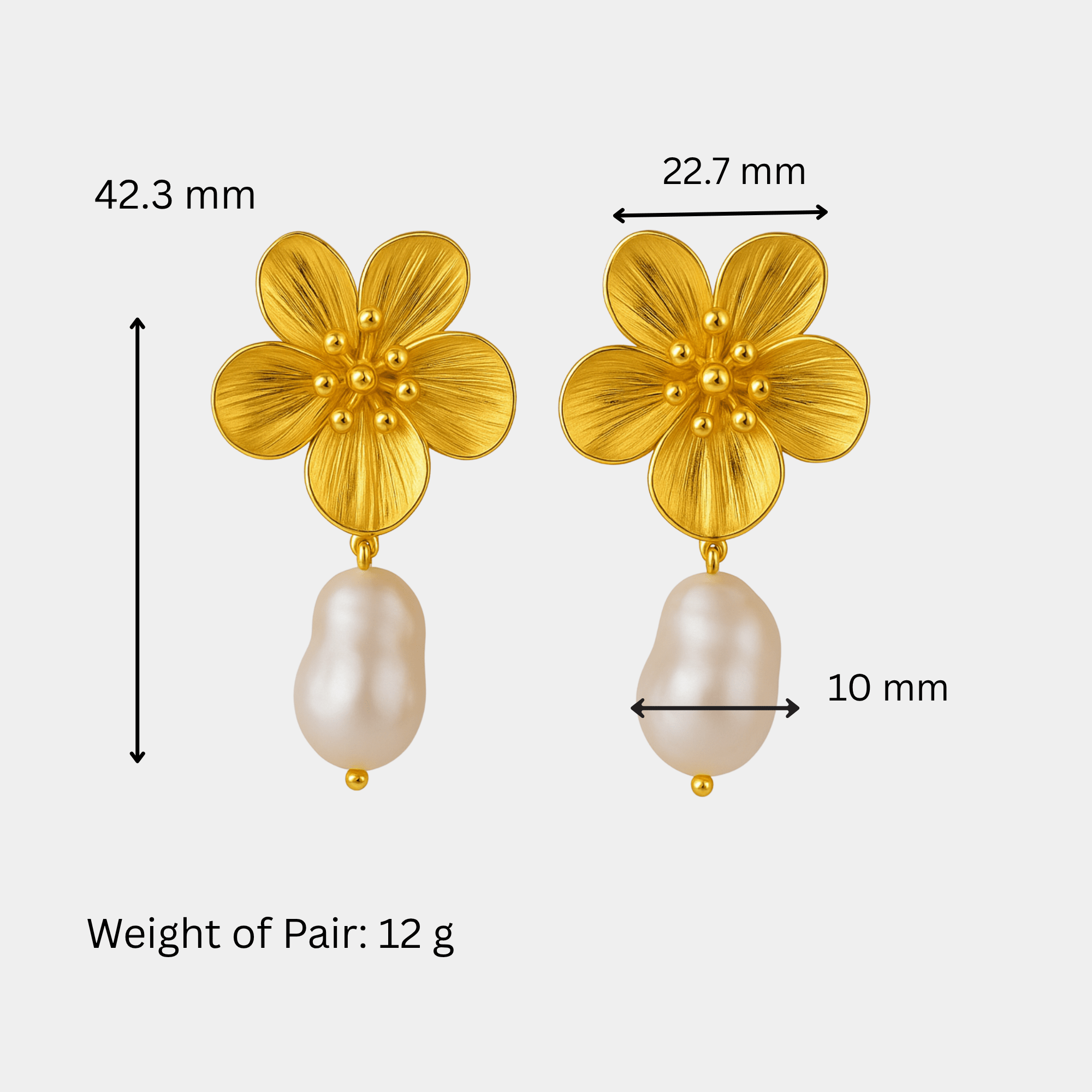 Pearl Drop Flower Earrings | Freshwater Pearl | 14K Gold Dangle – MH ELEGANCE - MH ELEGANCE - Pearl Drop Flower Earrings - MH ELEGANCE - Earrings