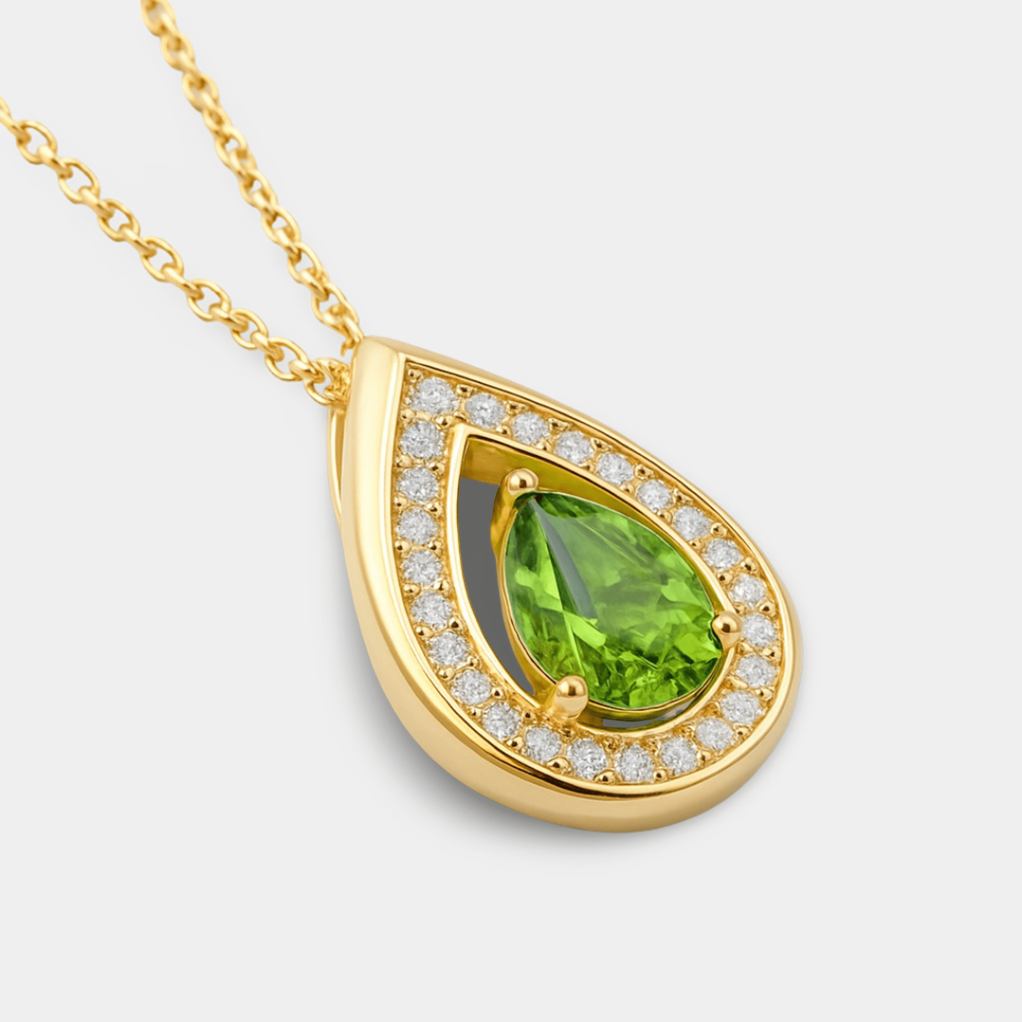 Peridot Teardrop Pendant Necklace - MH ELEGANCE - Peridot Teardrop Pendant Necklace - MH ELEGANCE -