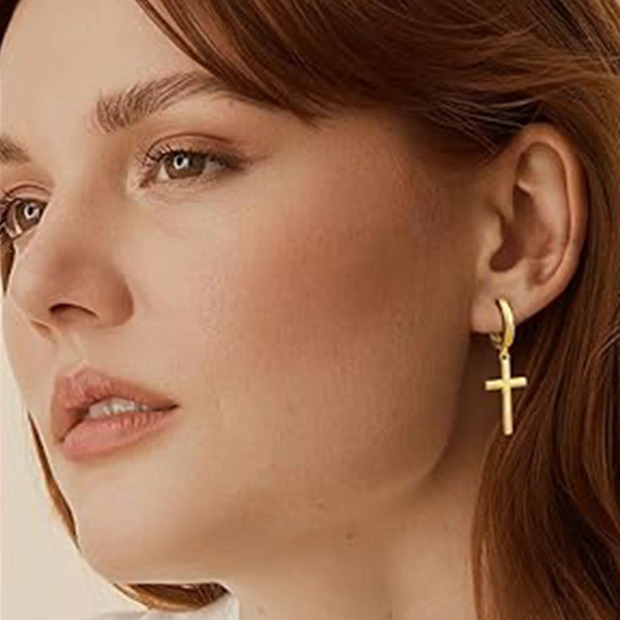 Plain Cross Dangle Hoops - MH ELEGANCE - Plain Cross Dangle Hoops -