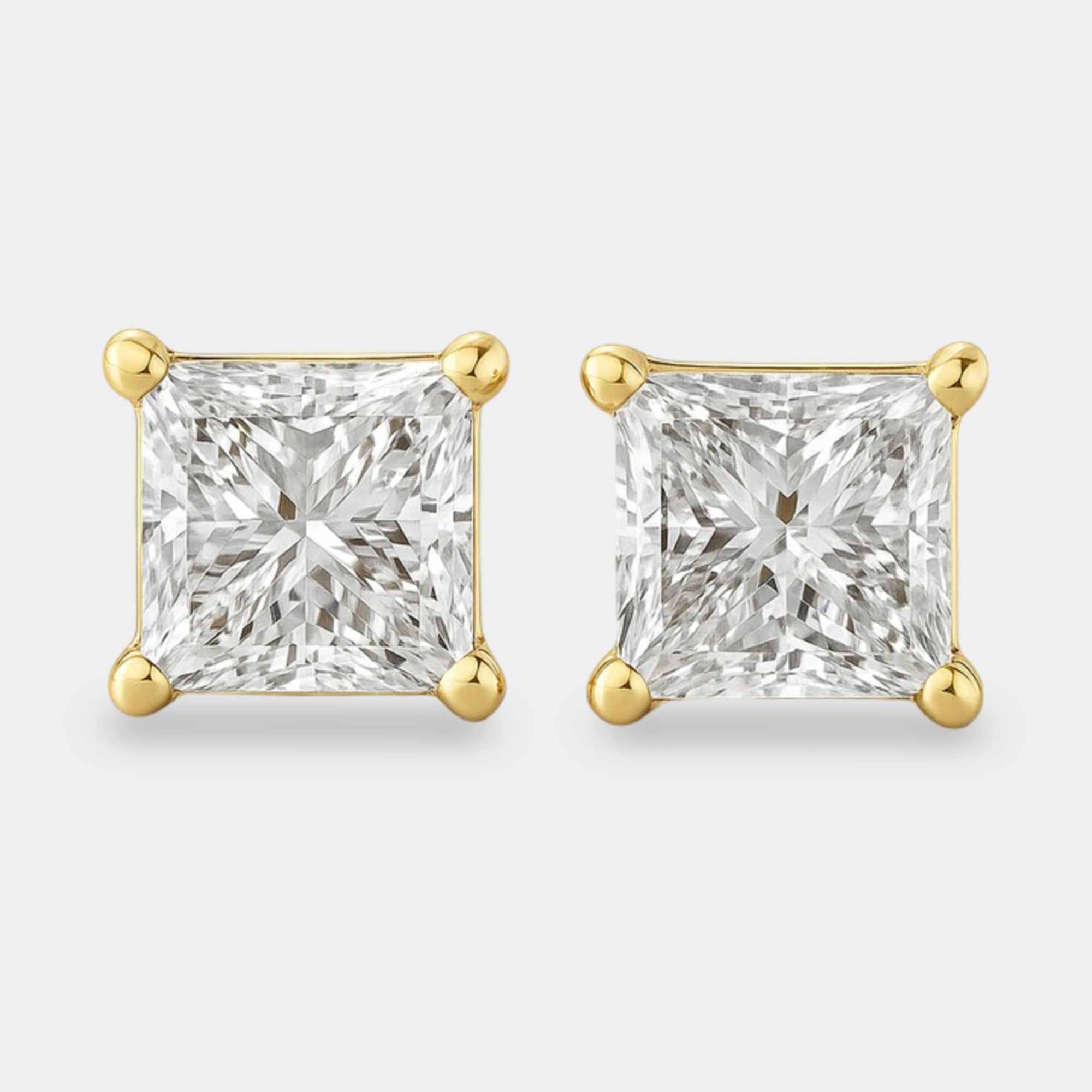 Princess-Cut Diamond Stud Earrings - MH ELEGANCE - Princess-Cut Diamond Stud Earrings - MH ELEGANCE -