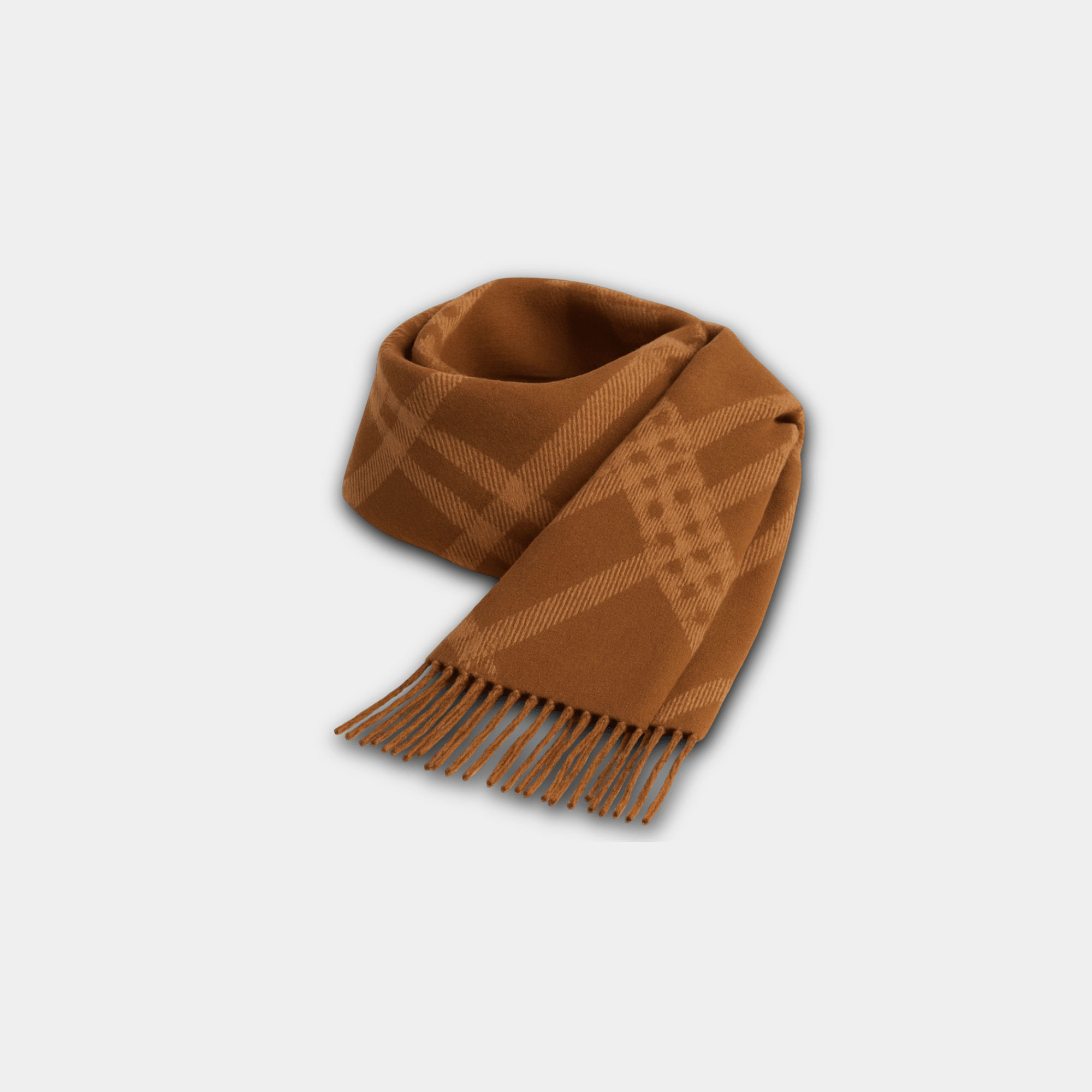 Reversible Brown Plaid Scarf - MH ELEGANCE - Reversible Brown Plaid Scarf -