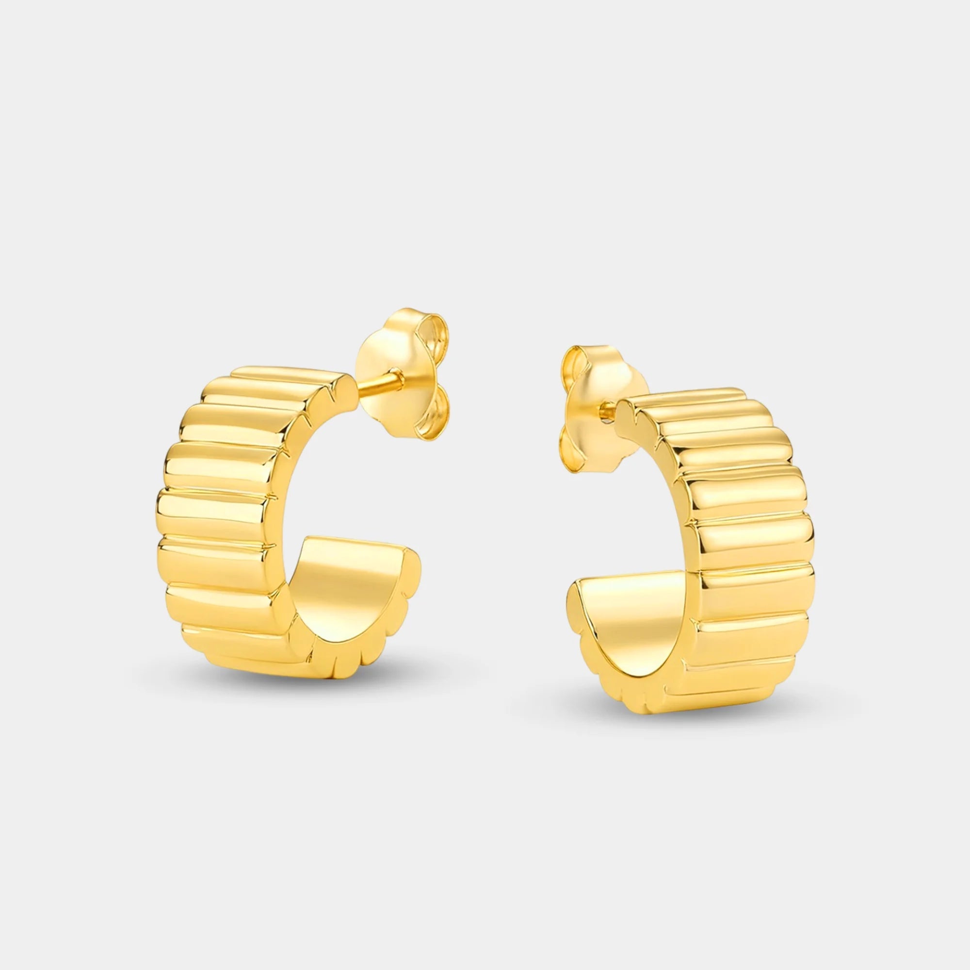 Ribbed Hoop Earrings - MH ELEGANCE - Ribbed Hoop Earrings -