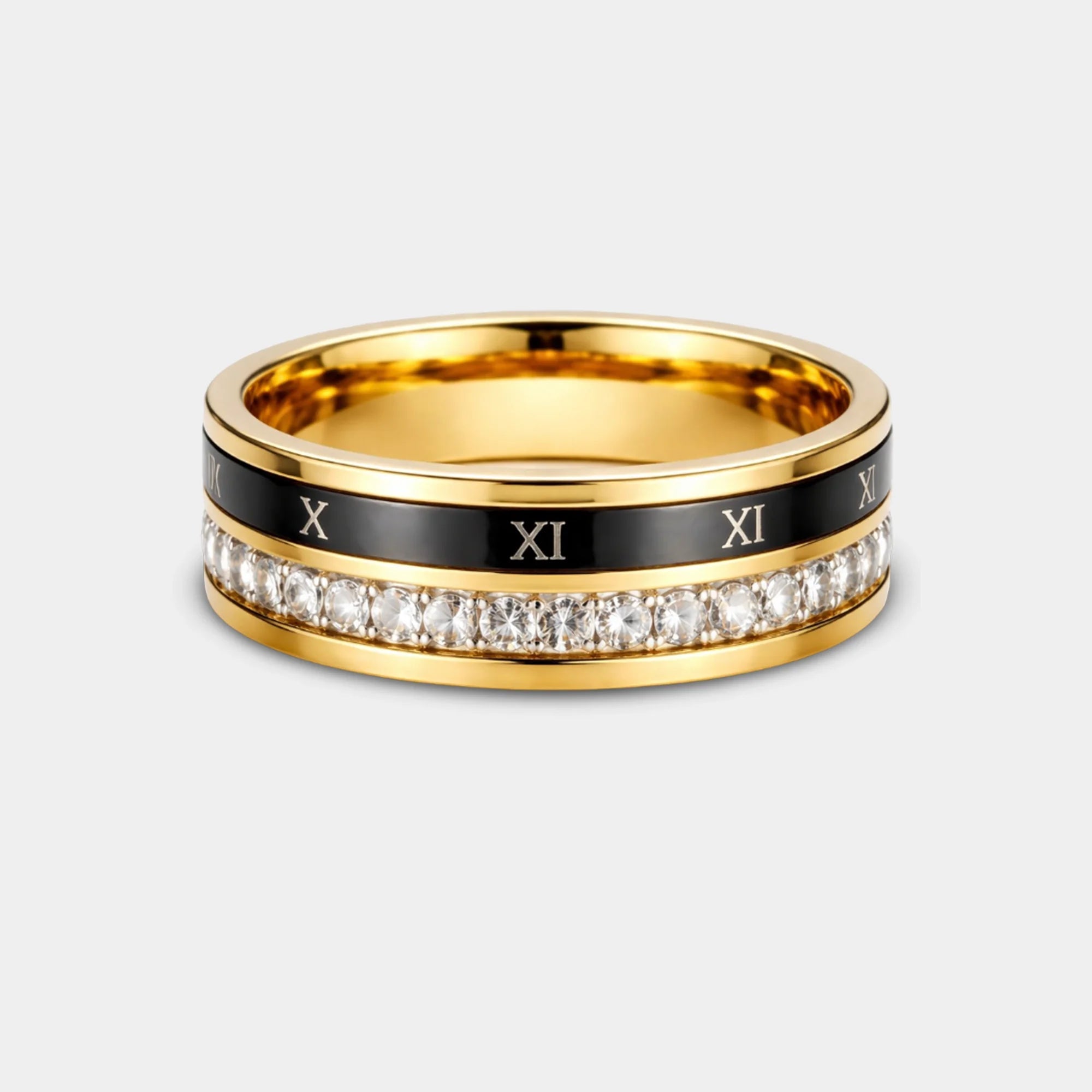 Roman Numeral Spinner Ring | Unisex Stainless Steel Mens Jewelry - MH ELEGANCE - Roman Numeral Spinner Ring | Unisex Stainless Steel Mens Jewelry -