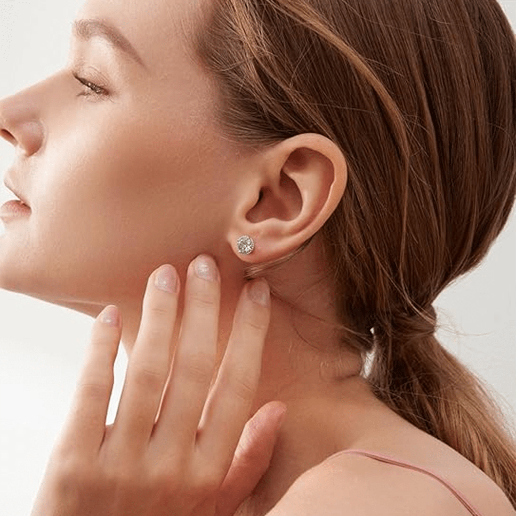 Round Cut Aquamarine Moissanite Stud Earrings | Lab-Created Stone | Sterling Silver – MH ELEGANCE - MH ELEGANCE - Round Cut Aquamarine Moissanite Stud Earrings - MH ELEGANCE - Earings set