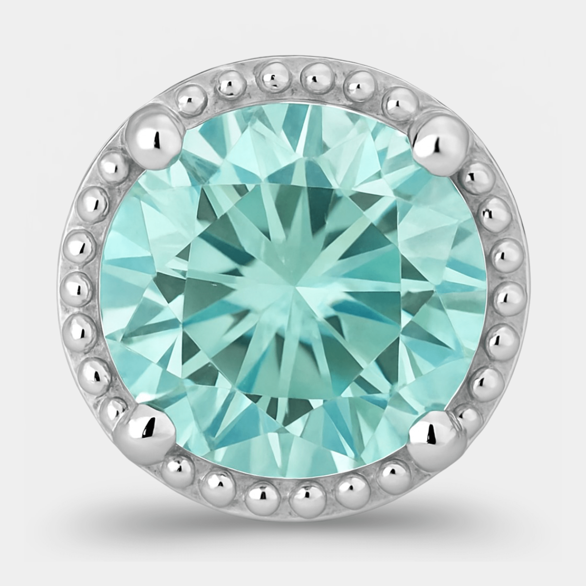 Round Cut Aquamarine Moissanite Stud Earrings | Lab-Created Stone | Sterling Silver – MH ELEGANCE - MH ELEGANCE - Round Cut Aquamarine Moissanite Stud Earrings - MH ELEGANCE - Earings set