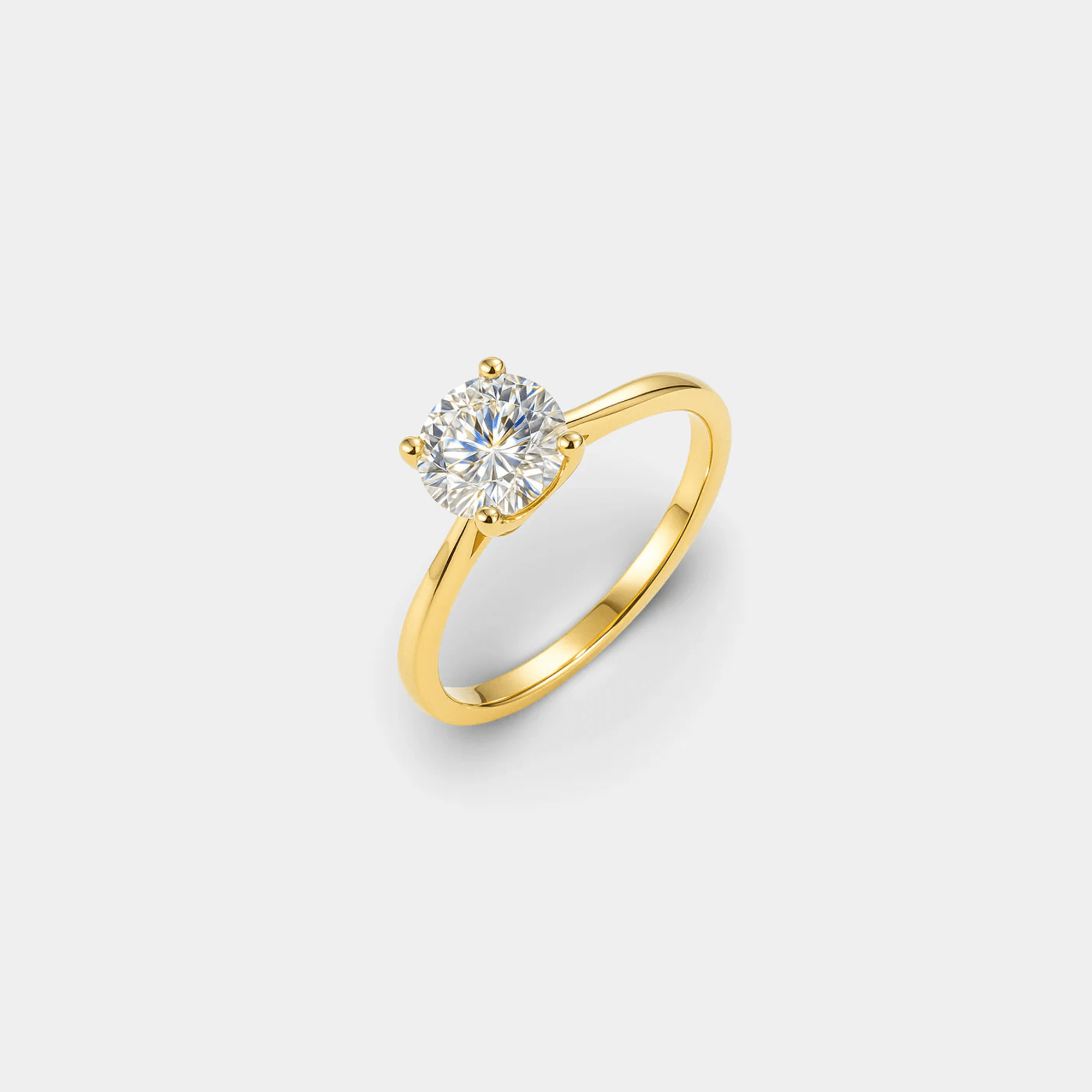 Round Cut Solitaire Moissanite Ring - MH ELEGANCE - Round Cut Solitaire Moissanite Ring -
