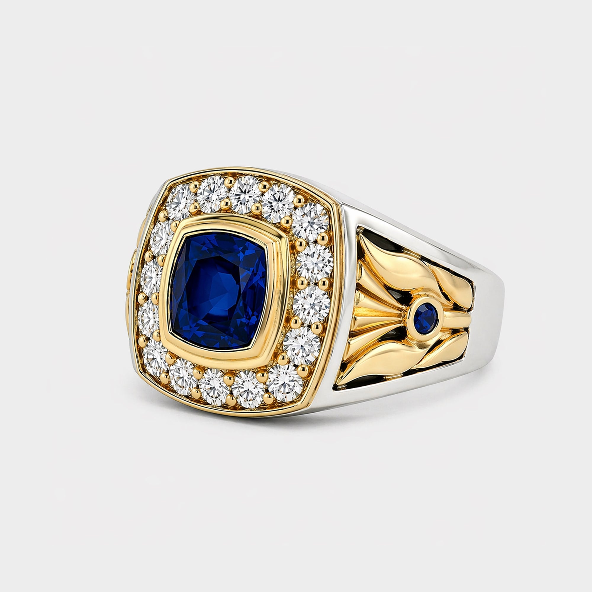 Royal Luxe Sapphire CZ Vintage Cocktail Men's Ring | Statement Gemstone Jewelry - MH ELEGANCE - Royal Luxe Sapphire CZ Vintage Cocktail Men's Ring | Statement Gemstone Jewelry - Ring
