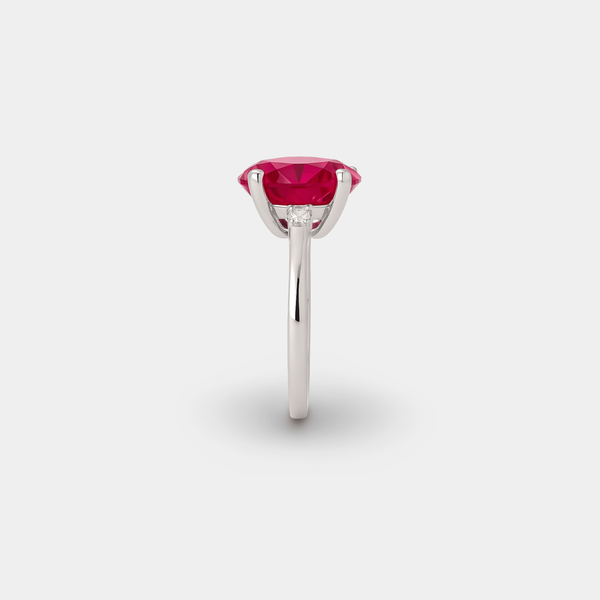 Ruby & Diamond Accent 3-Stone Ring - MH ELEGANCE - Ruby & Diamond Accent 3-Stone Ring - MH ELEGANCE -