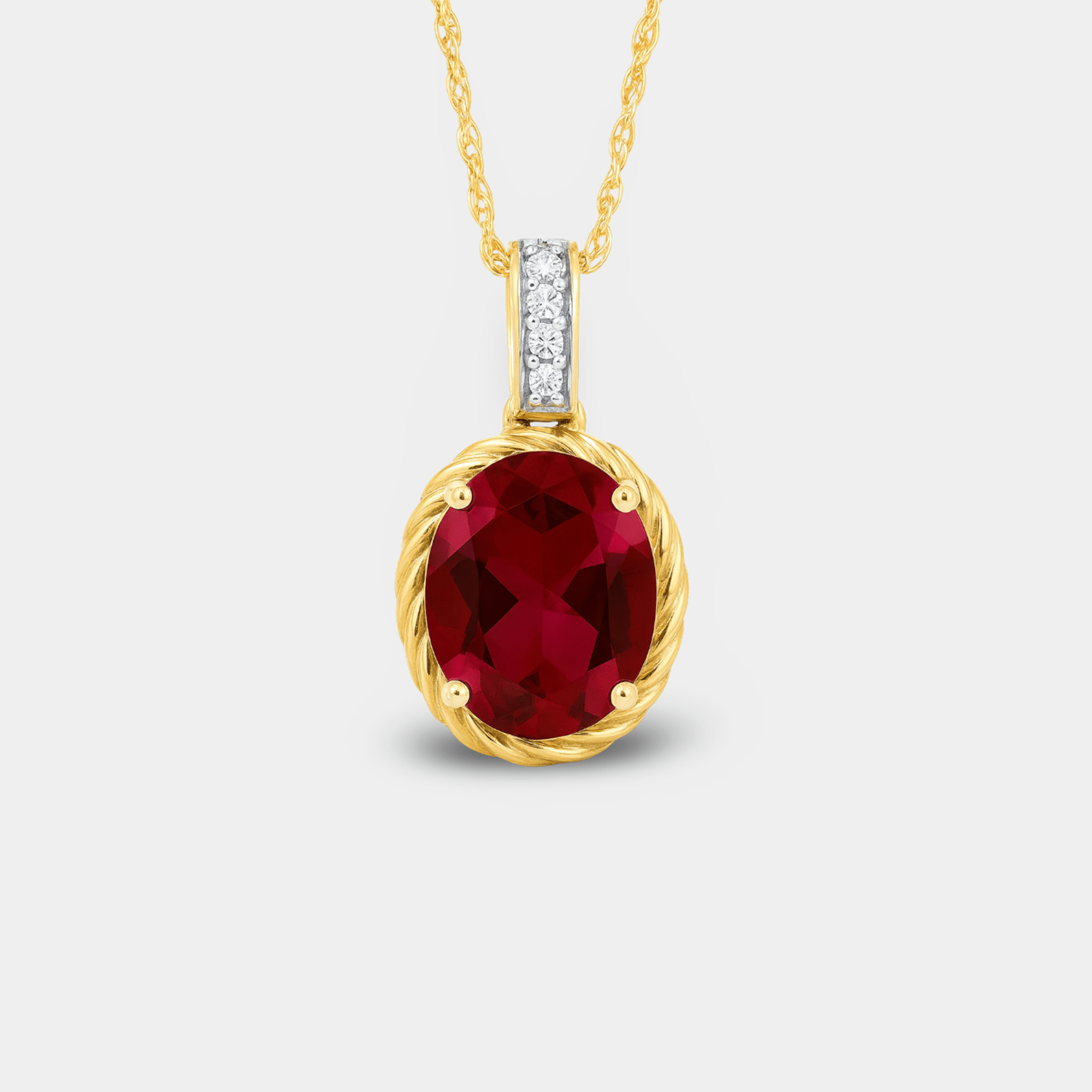 Ruby & Diamond Oval Pendant - MH ELEGANCE - Ruby & Diamond Oval Pendant - MH ELEGANCE -