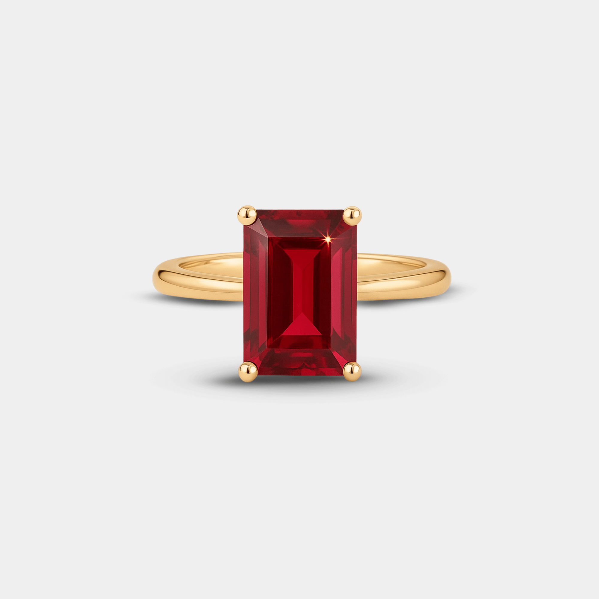Ruby Emerald-Cut Solitaire Ring - MH ELEGANCE - Ruby Emerald-Cut Solitaire Ring - MH ELEGANCE -