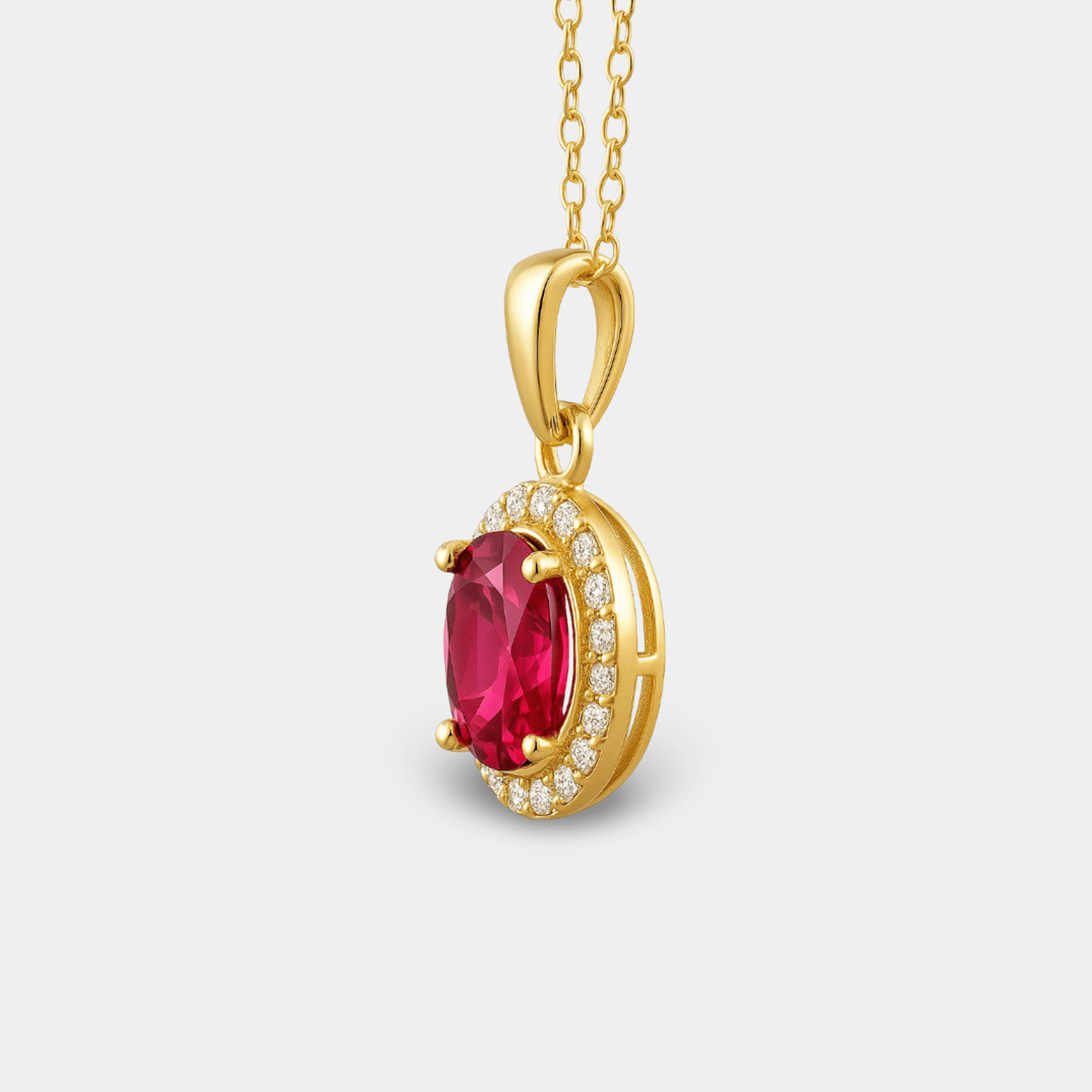 Ruby Halo Pendant - MH ELEGANCE - Ruby Halo Pendant - MH ELEGANCE -