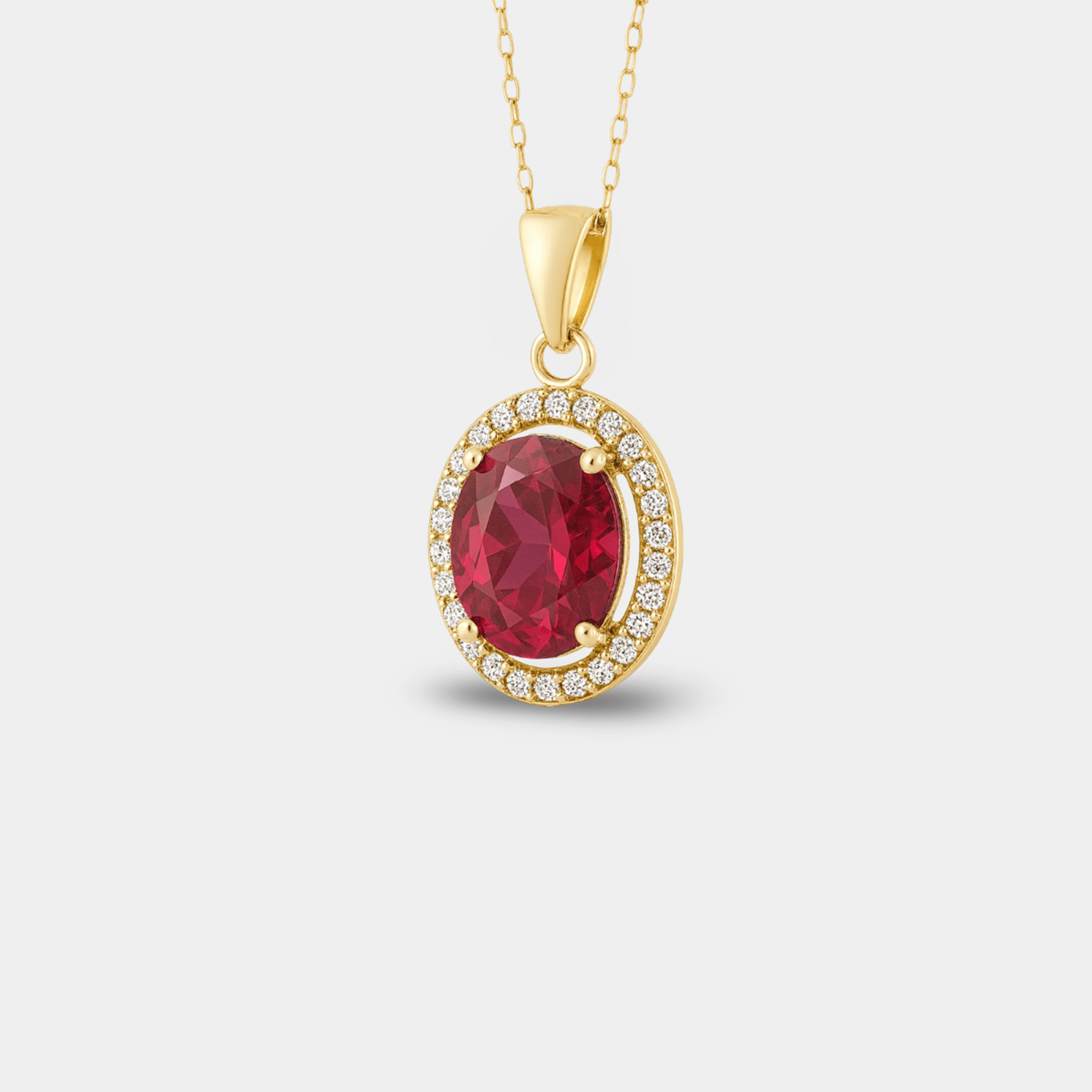 Ruby Halo Pendant - MH ELEGANCE - Ruby Halo Pendant - MH ELEGANCE -