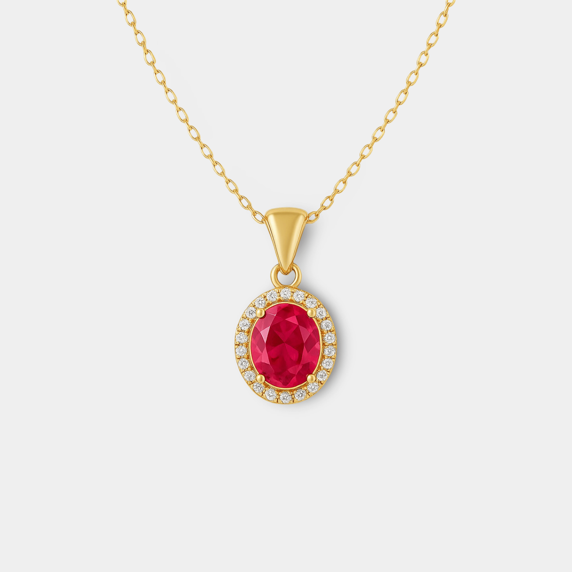 Ruby Halo Pendant - MH ELEGANCE - Ruby Halo Pendant - MH ELEGANCE -