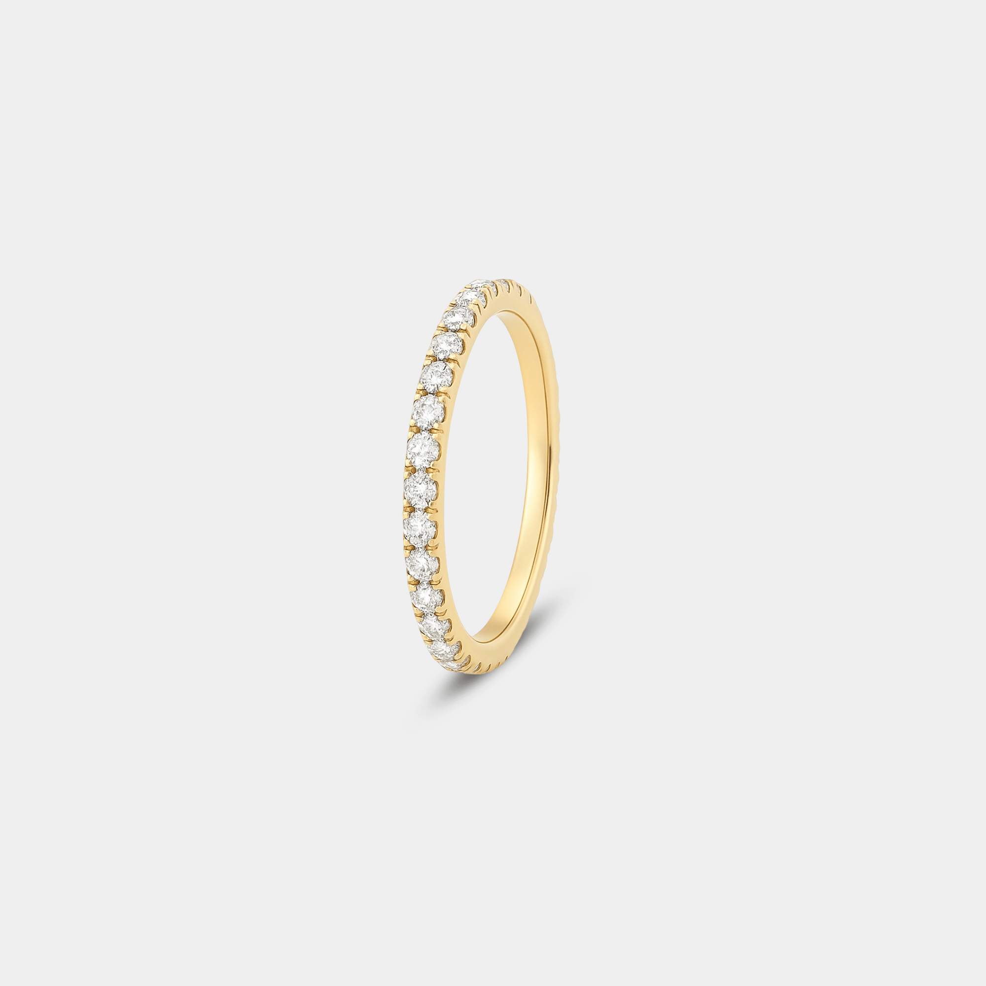Side profile of the MH Elegance thin half eternity CZ band in gold-plated sterling silver