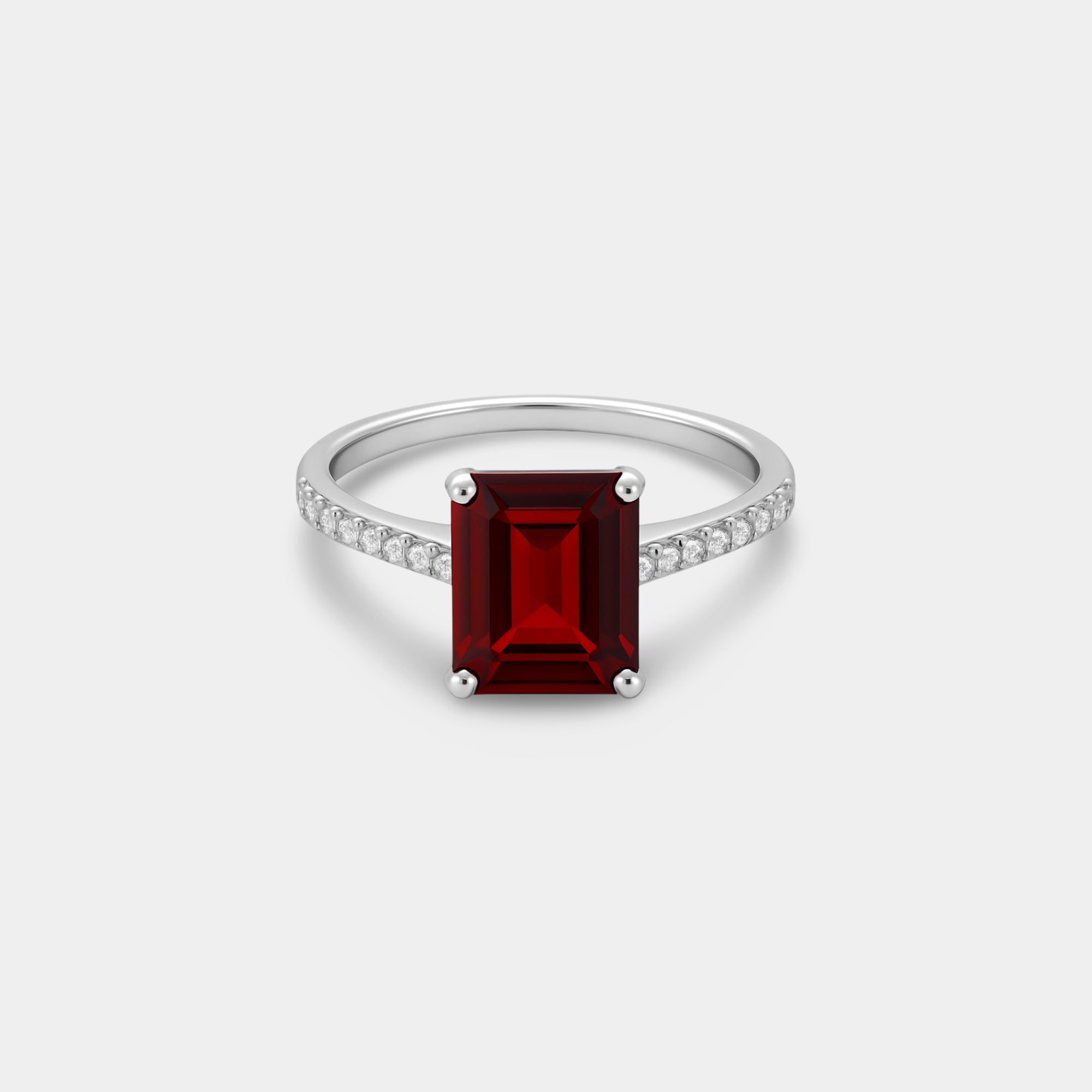 Sira Garnet Halo Engagement Ring - MH ELEGANCE - Sira Garnet Halo Engagement Ring - MH ELEGANCE - Ring