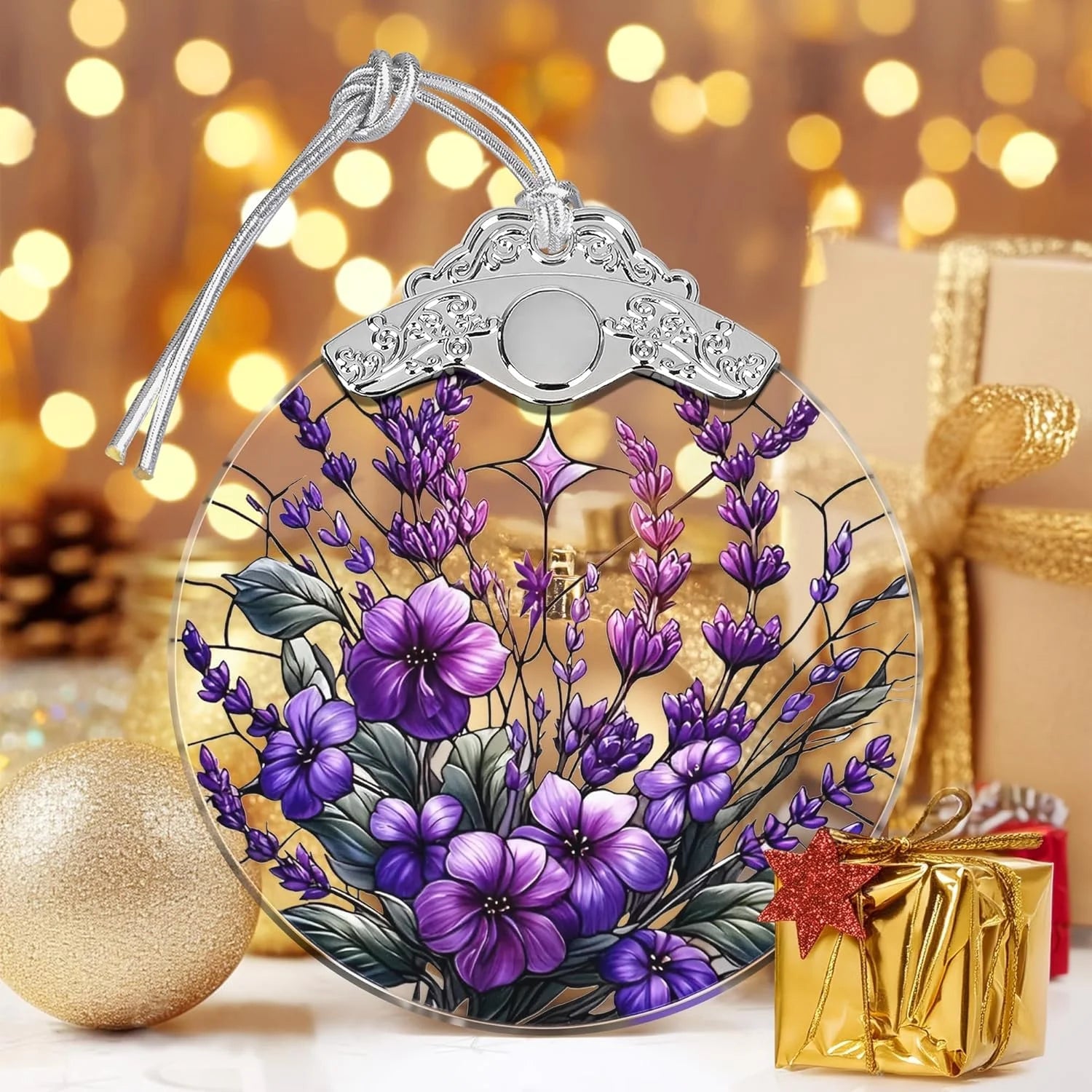 Stained Glass Christmas Ornament - MH ELEGANCE - Stained Glass Christmas Ornament -