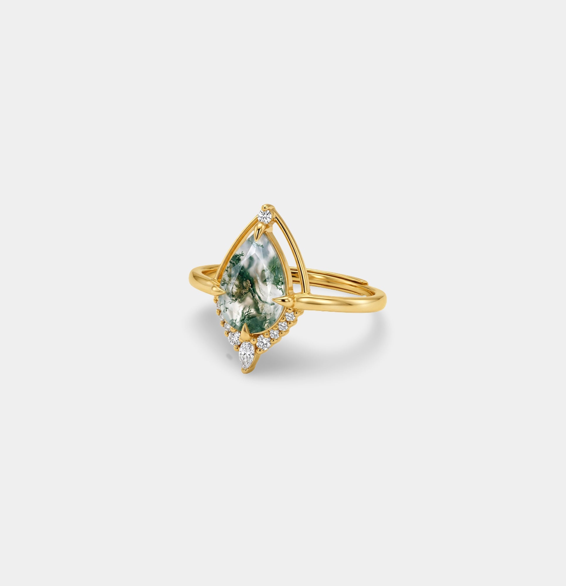 Sterling Silver 14K Gold Plating Engagement Ring - MH ELEGANCE - Sterling Silver 14K Gold Plating Engagement Ring - Ring