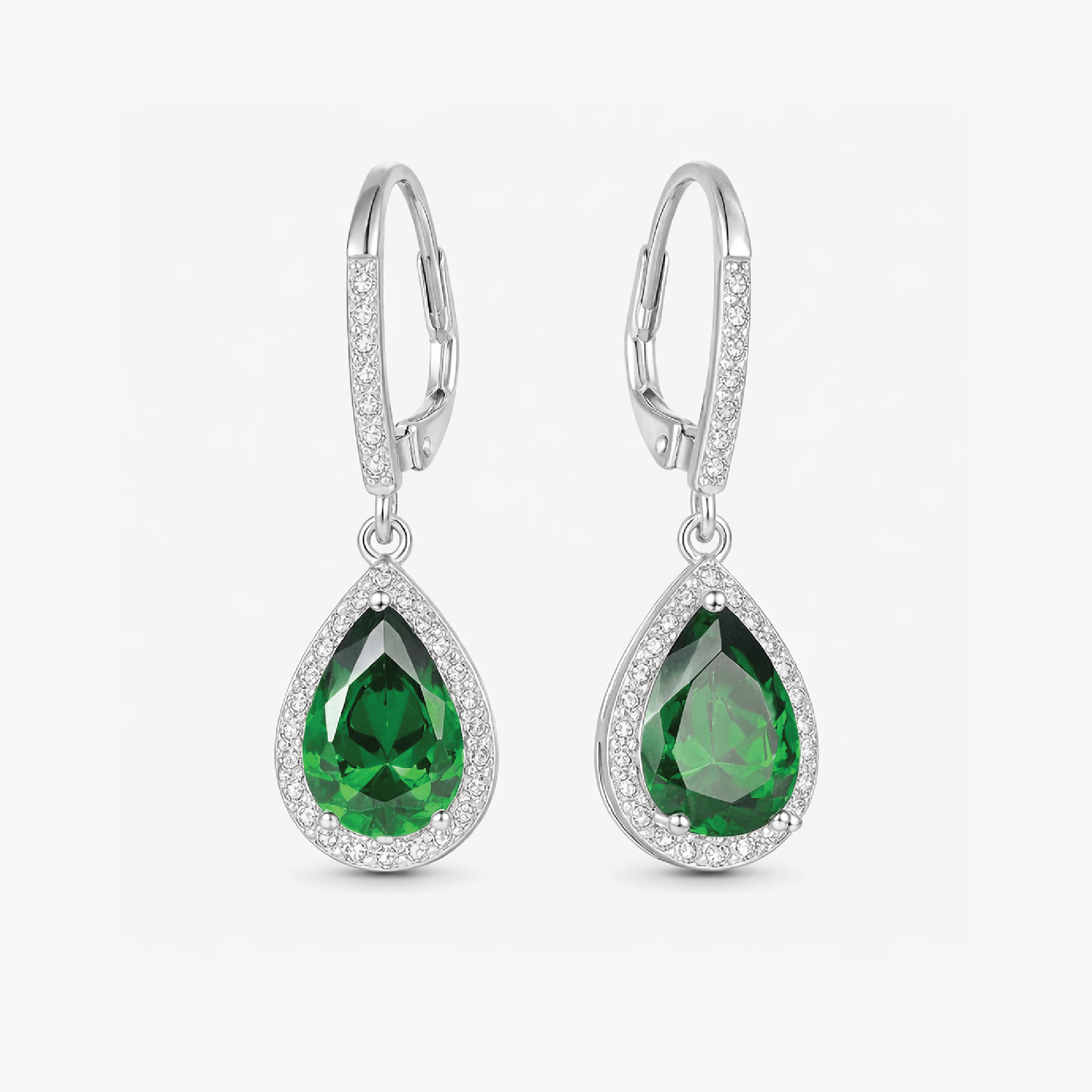 Side view of the drop earring showing its lever-back closure