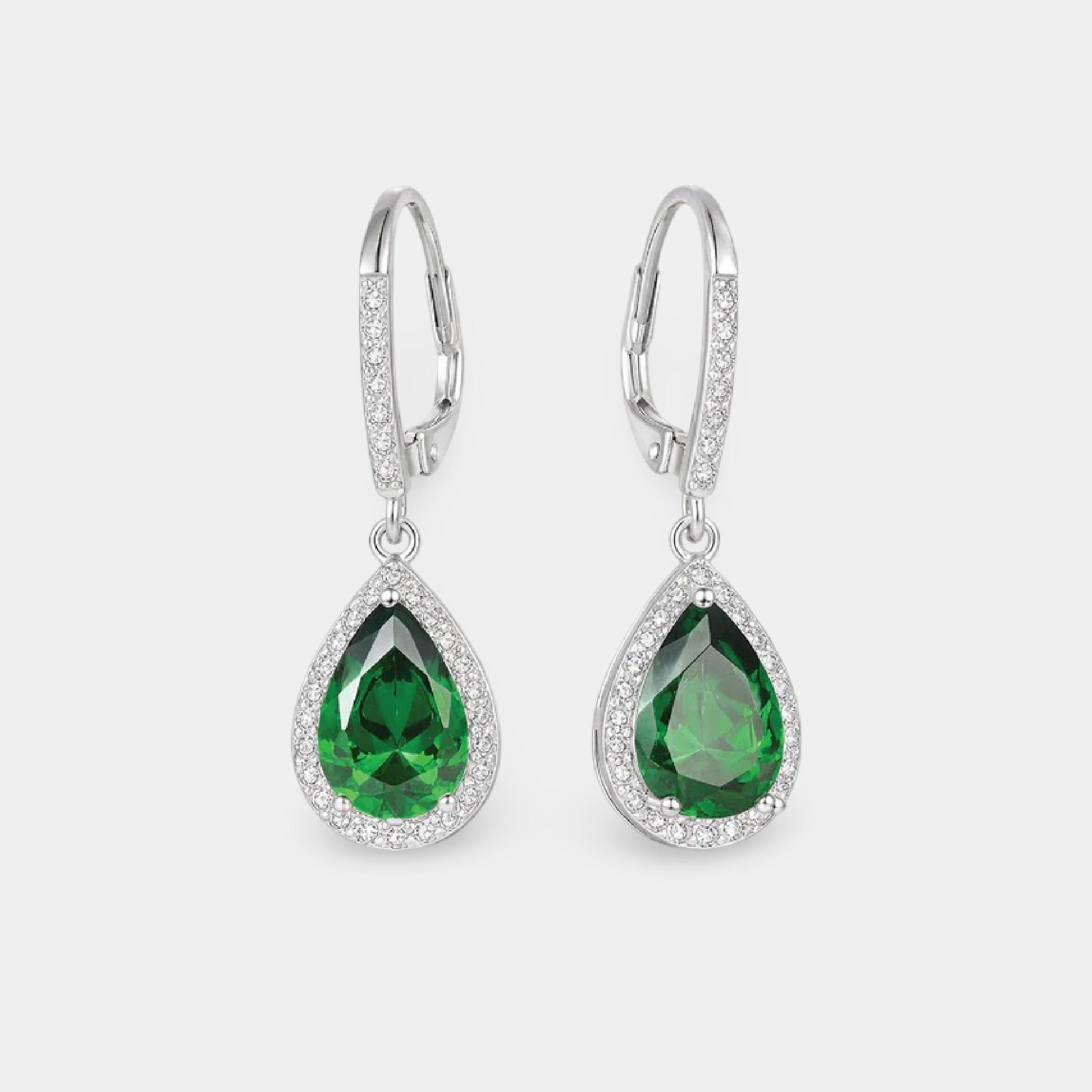 Sterling Silver Birthstone Drop Earrings - MH ELEGANCE - Sterling Silver Birthstone Drop Earrings -