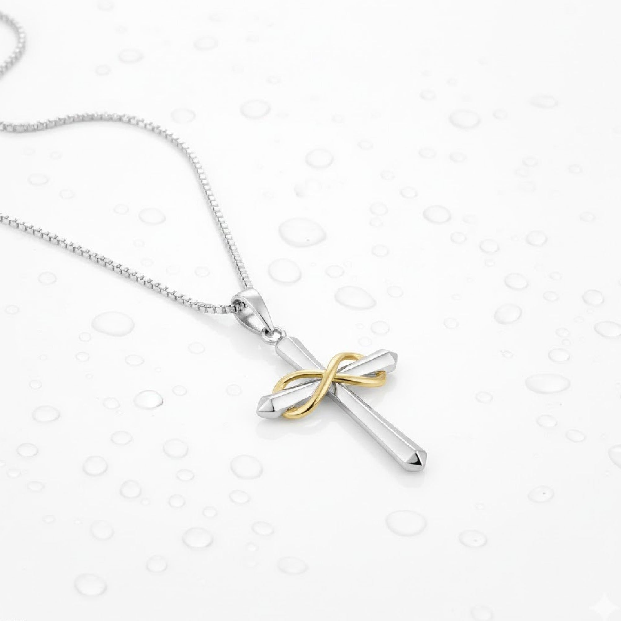 Back view of the eternal halo cross pendant