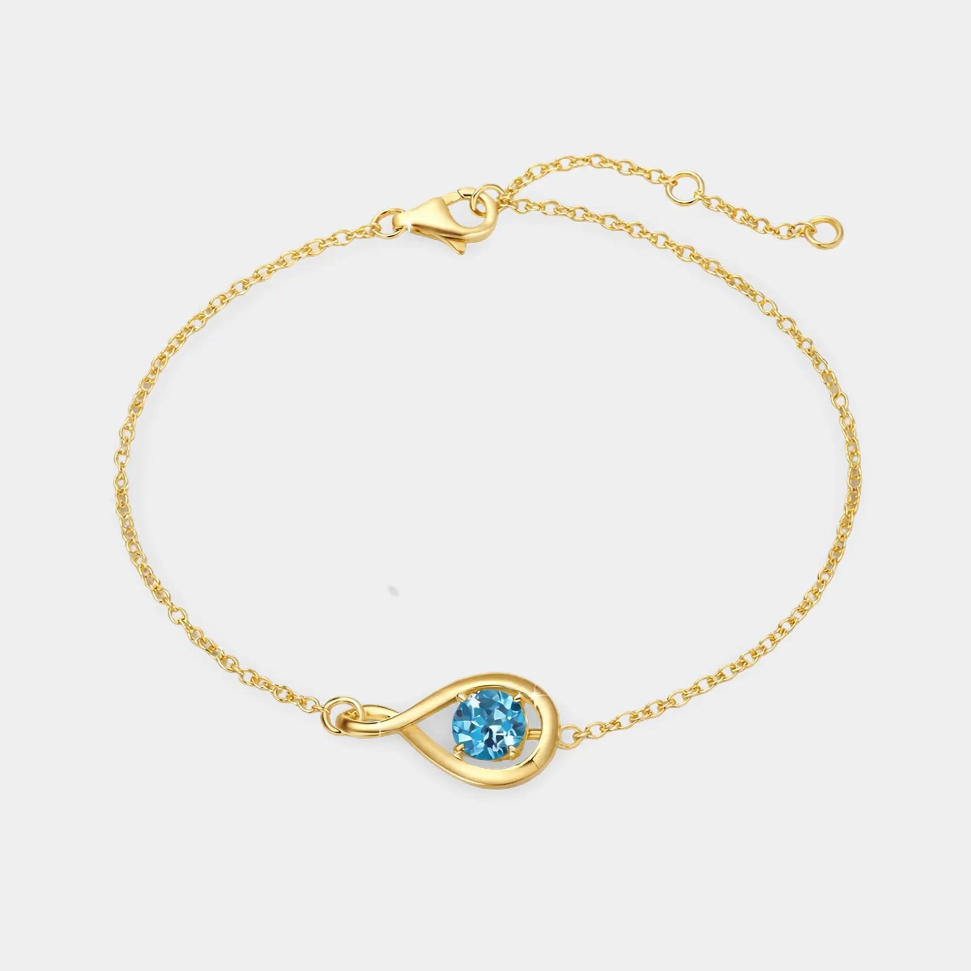 Sterling Silver Eternal Love Infinity Blue Topaz Bracelet - MH ELEGANCE - Sterling Silver Eternal Love Infinity Blue Topaz Bracelet - bracelet