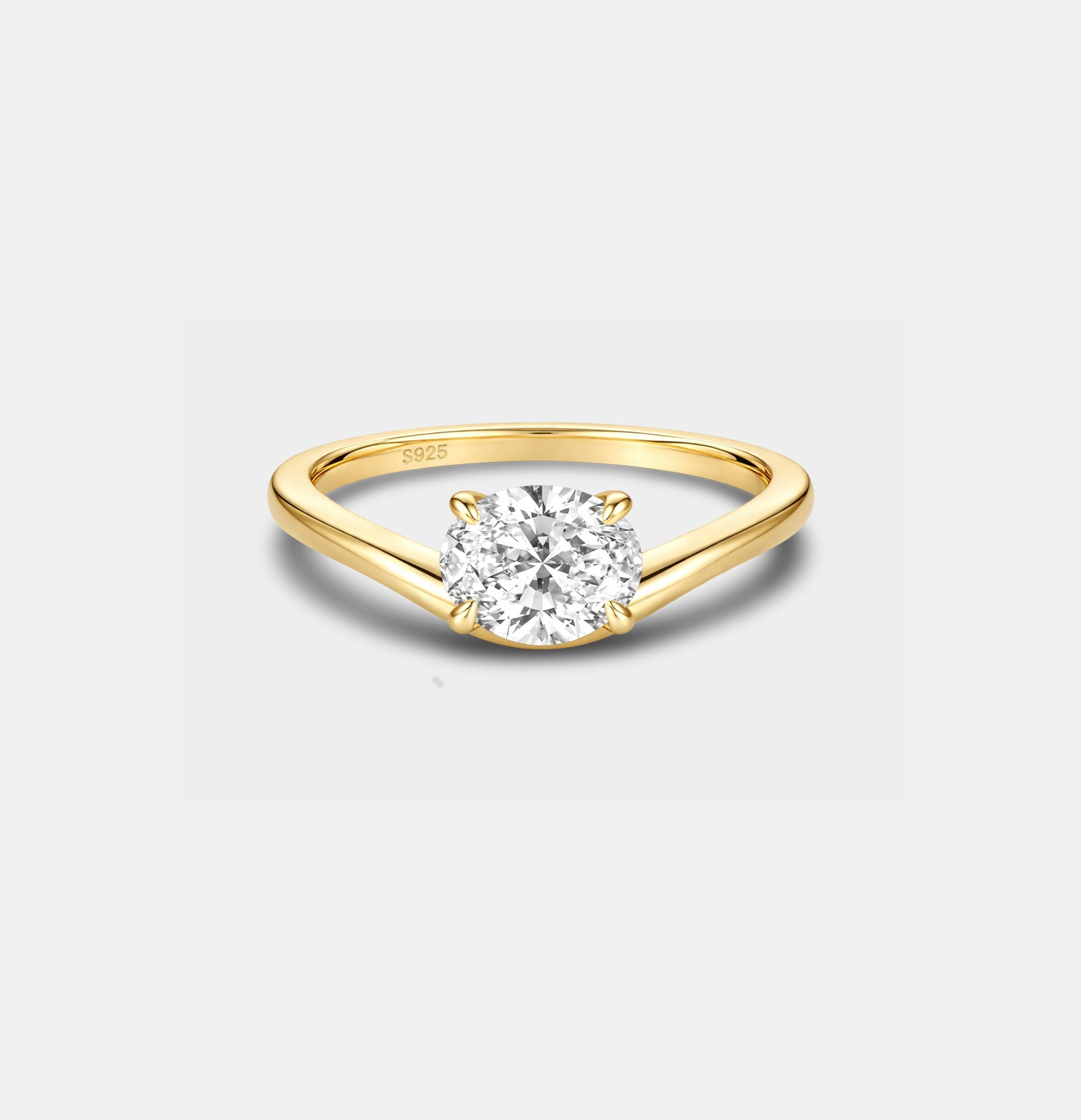 Sterling Silver Graceful Glow Oval Engagement Ring - MH ELEGANCE - Sterling Silver Graceful Glow Oval Engagement Ring - Ring