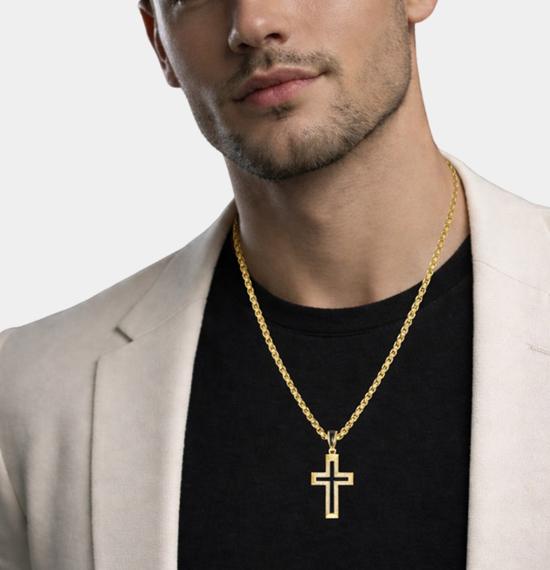 Sterling Silver Guardian Faith Cross Necklace - MH ELEGANCE - Sterling Silver Guardian Faith Cross Necklace - Necklace