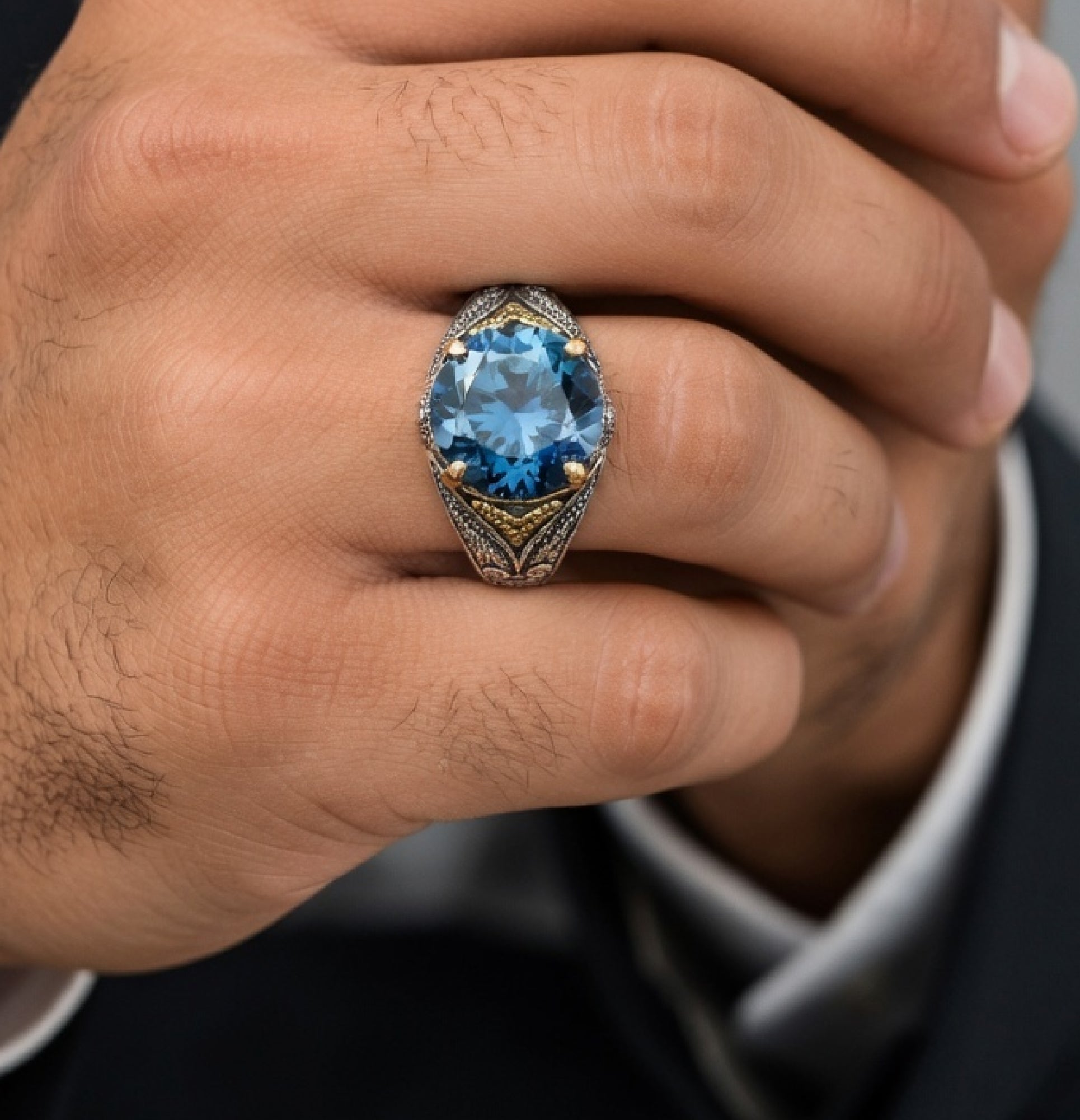 Sterling Silver Ottoman Legacy Vintage Zircon Ring | Heirloom Style Jewelry - MH ELEGANCE - Sterling Silver Ottoman Legacy Vintage Zircon Ring | Heirloom Style Jewelry - Ring