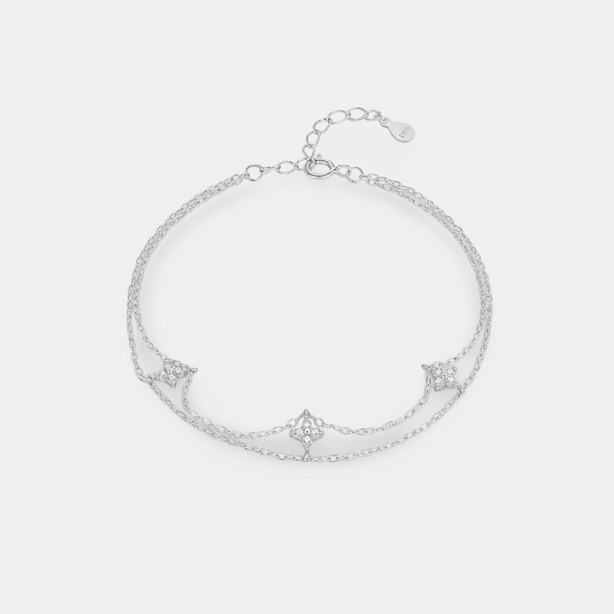 Sterling Silver Radiant Star Bracelet - MH ELEGANCE - Sterling Silver Radiant Star Bracelet -